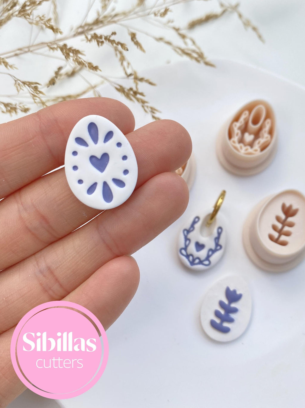 Folk Art Easter Clay Cutters: Easter egg polymer clay earring supply