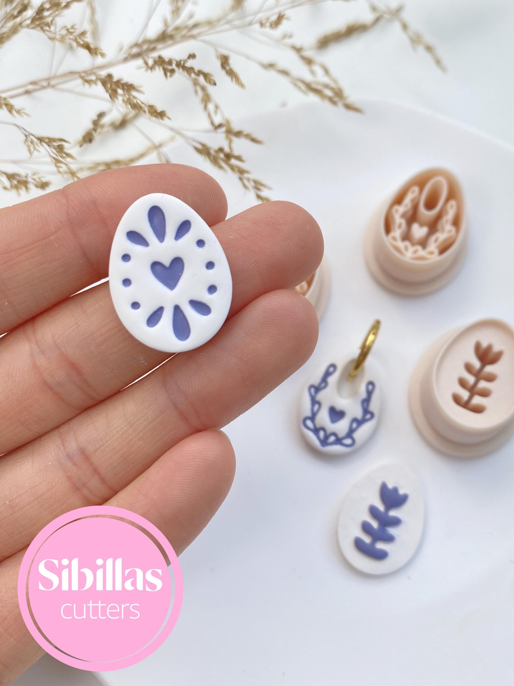 Folk Art Easter Clay Cutters: Easter egg polymer clay earring supply