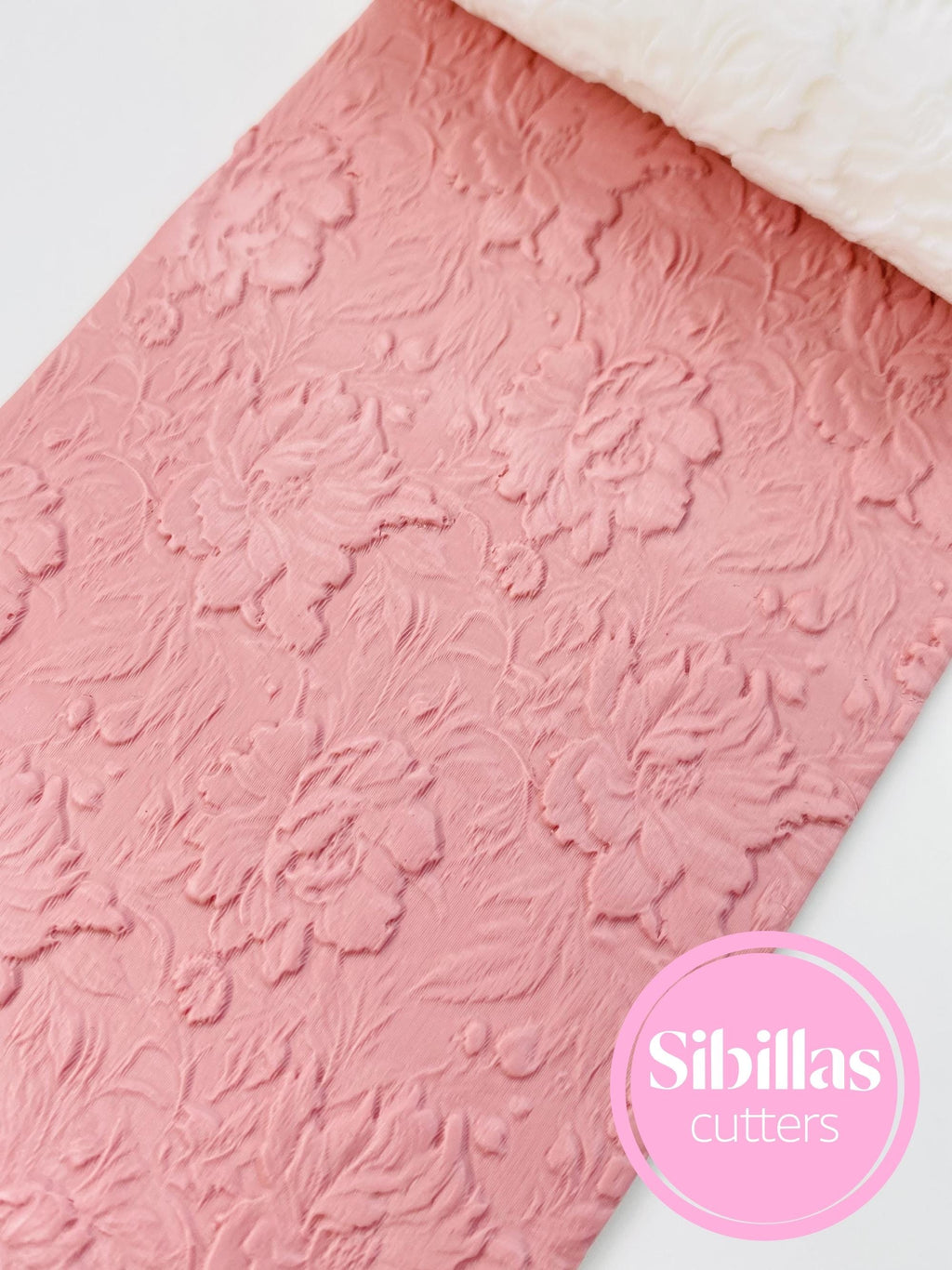 Floral clay texture roller: Peony flower polymer clay stamp