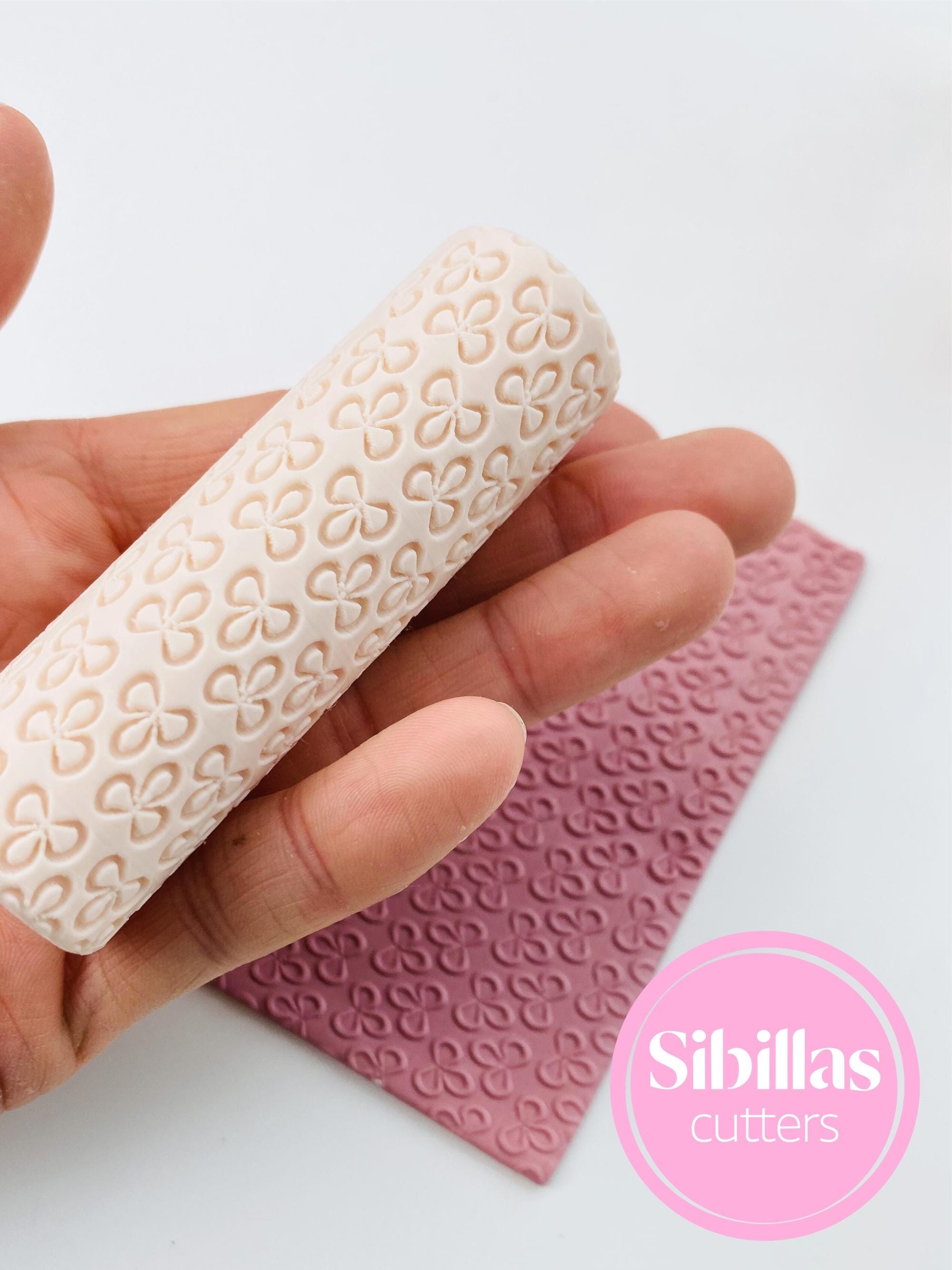 Floral clay texture roller: clover stamp polymer clay