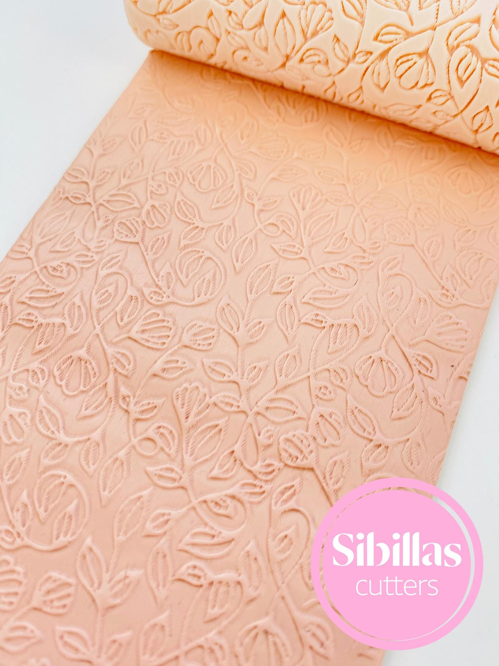 Meadow flowers clay stamp: Floral clay texture roller (80mm x 25mm)