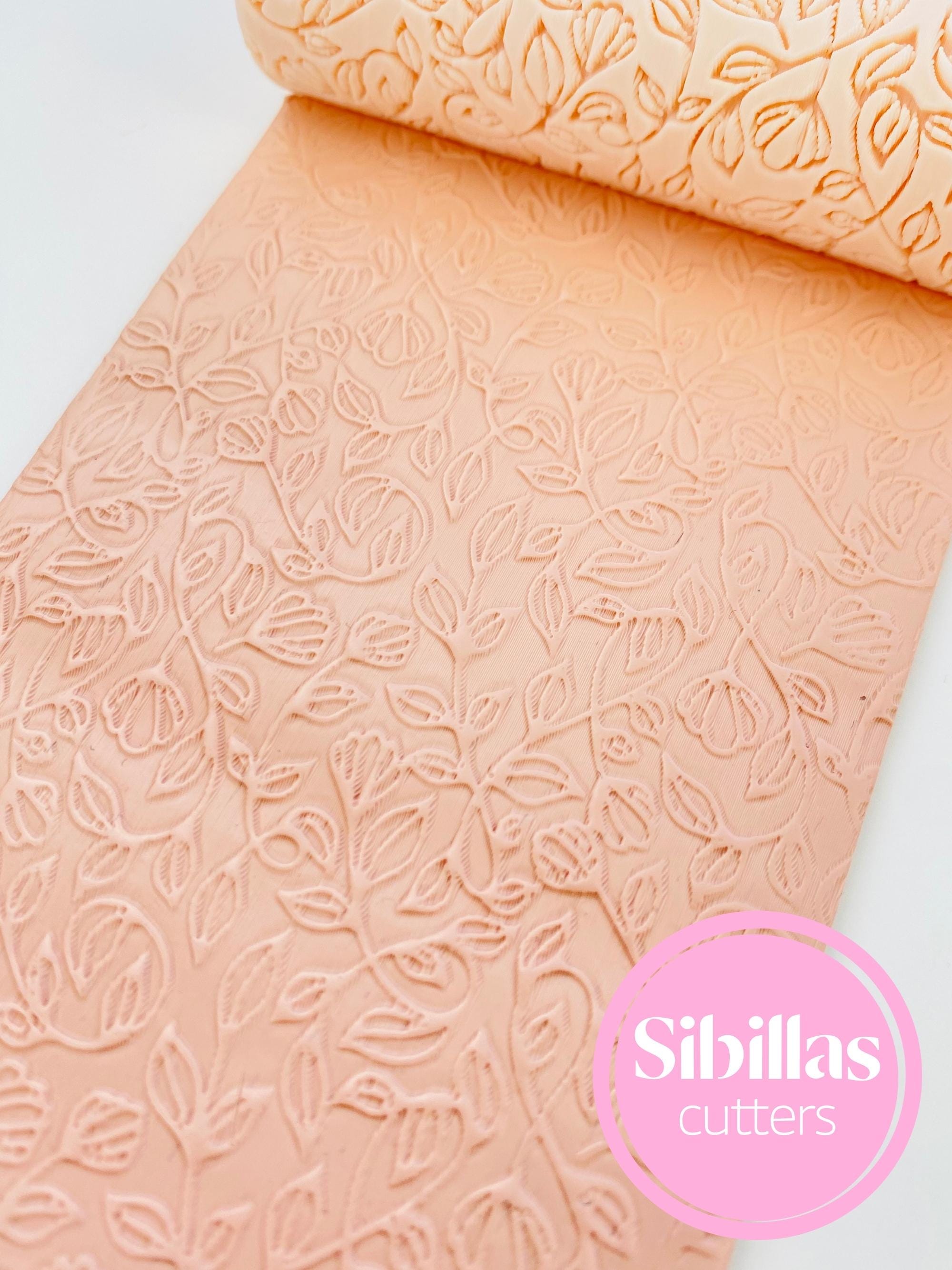 Meadow flowers clay stamp: Floral clay texture roller (80mm x 25mm)