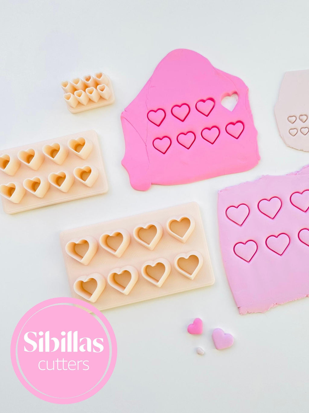Micro heart cutters: Hearts cluster cutter for polymer clay
