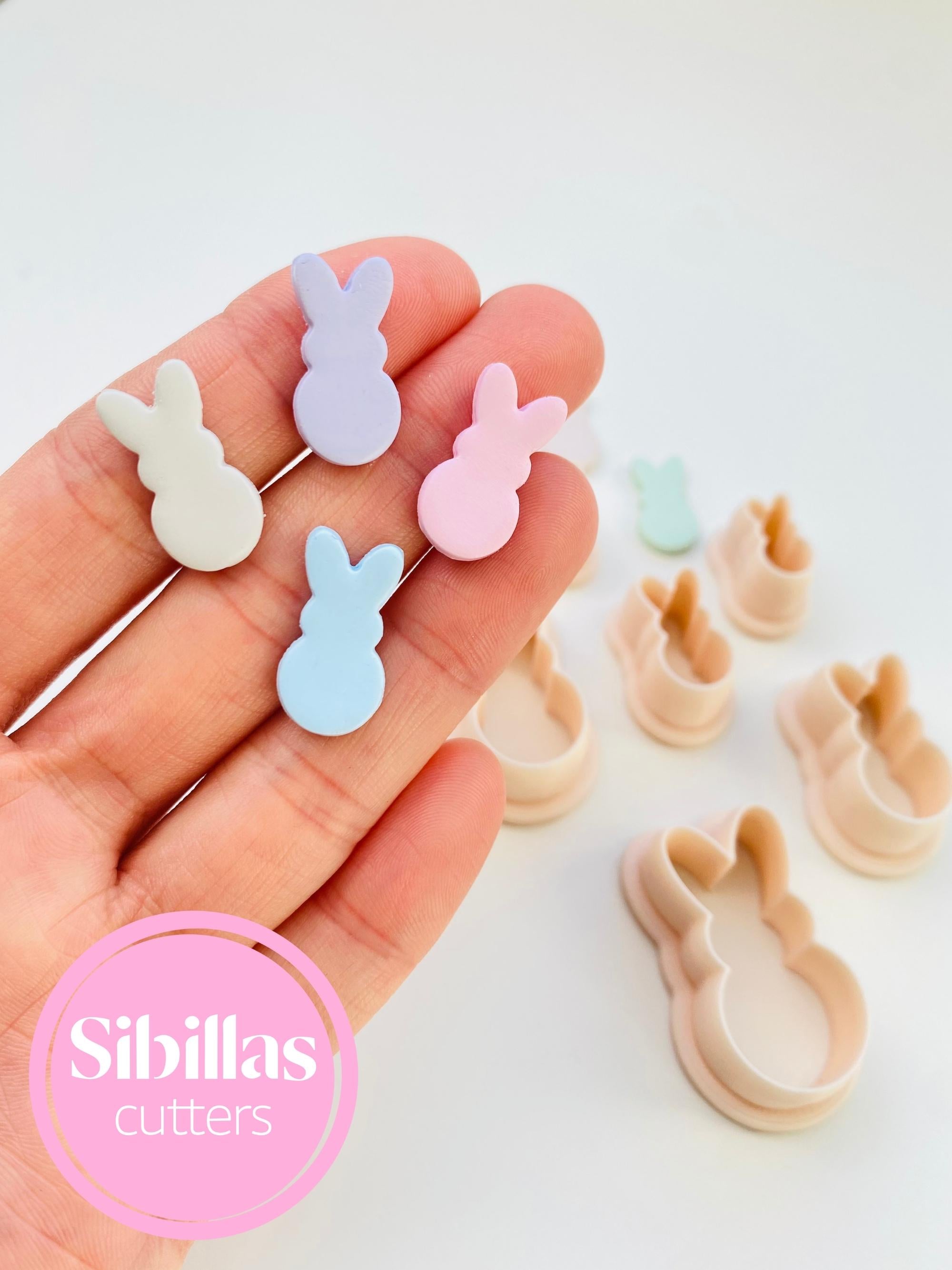 Easter bunny earring cutter: spring polymer clay cutter with tapered edges