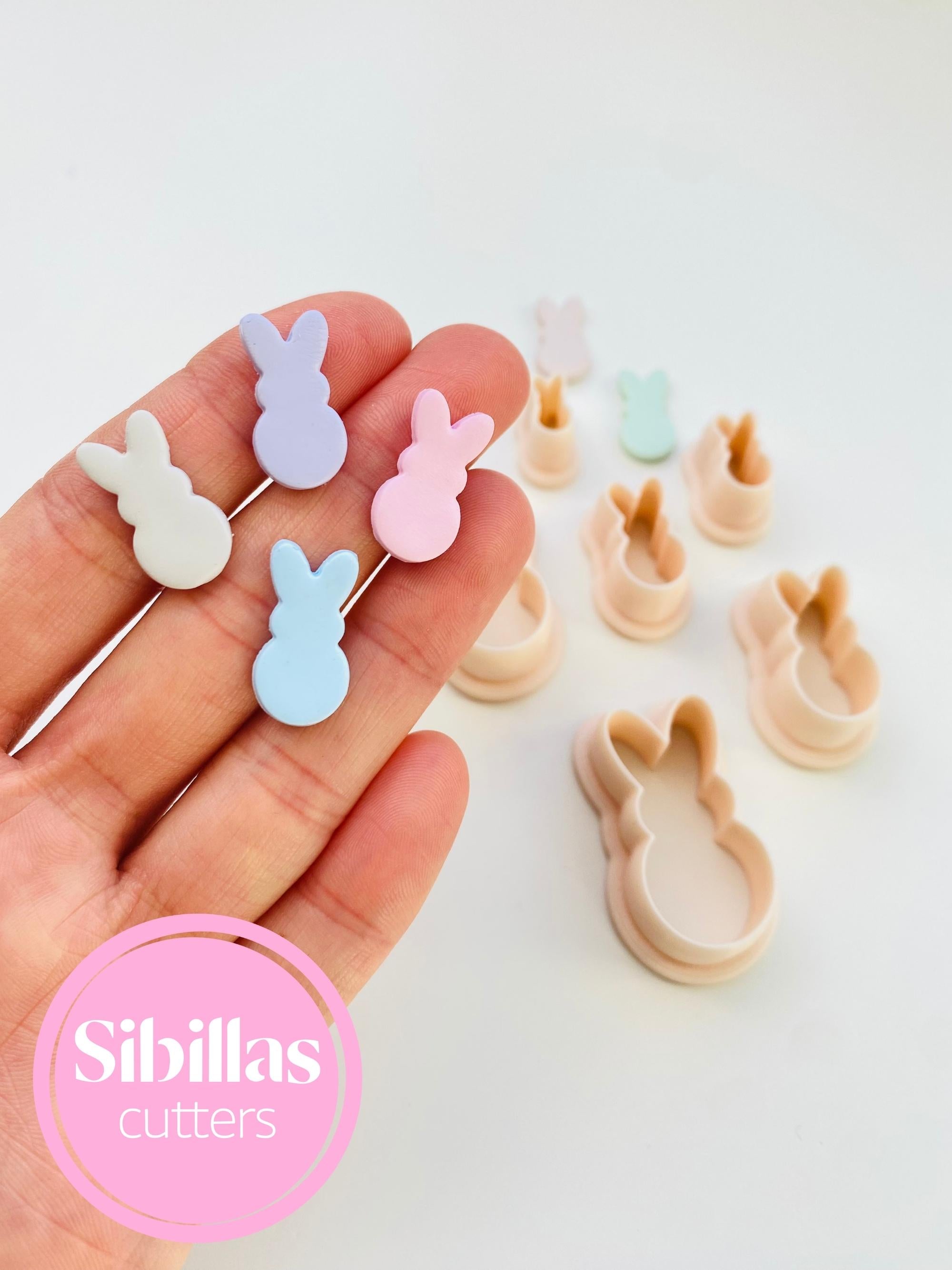 Easter bunny earring cutter: spring polymer clay cutter with tapered edges
