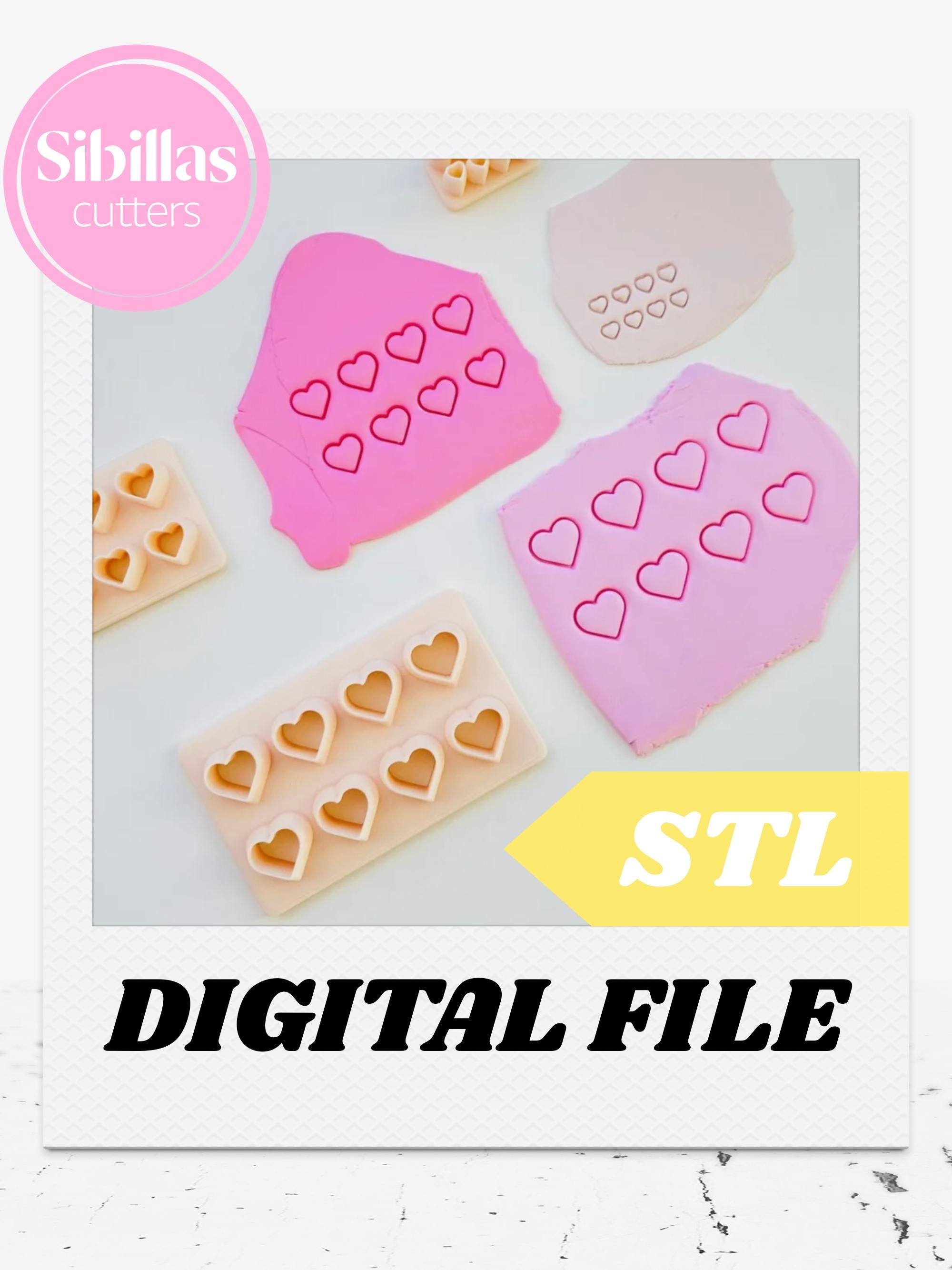 Micro heart cutters STL: Valentine's Day cluster cutter for polymer clay (Digital Download)