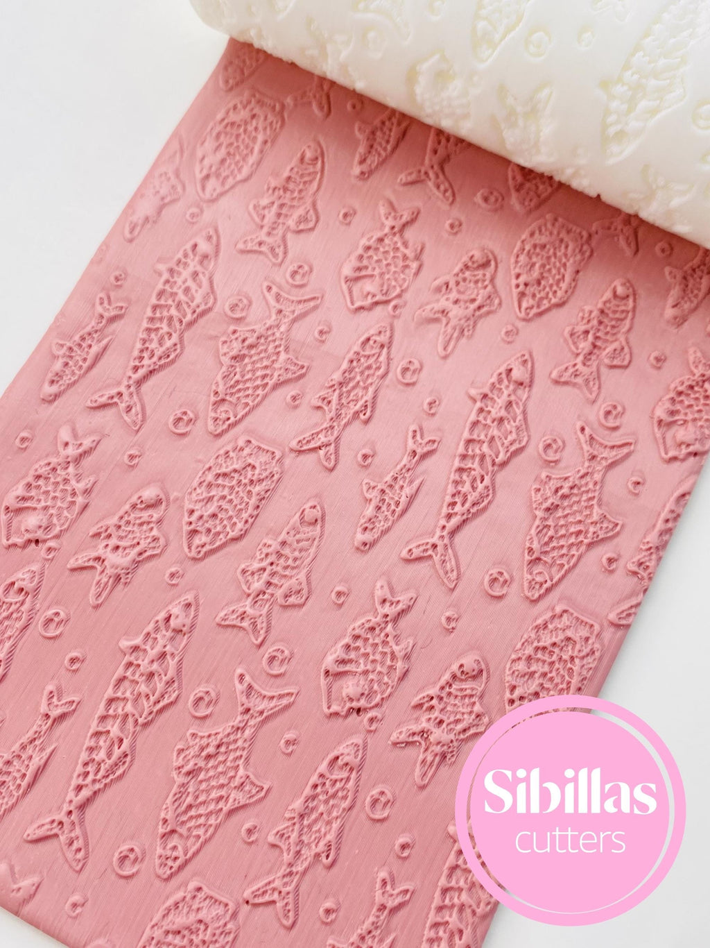 Under the sea texture rollers: Fish polymer clay stamps