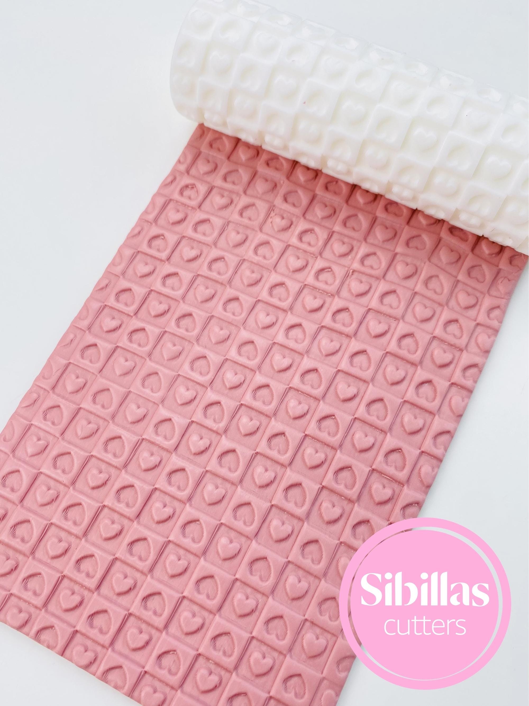 Heart texture roller: Checkered texture roll polymer clay