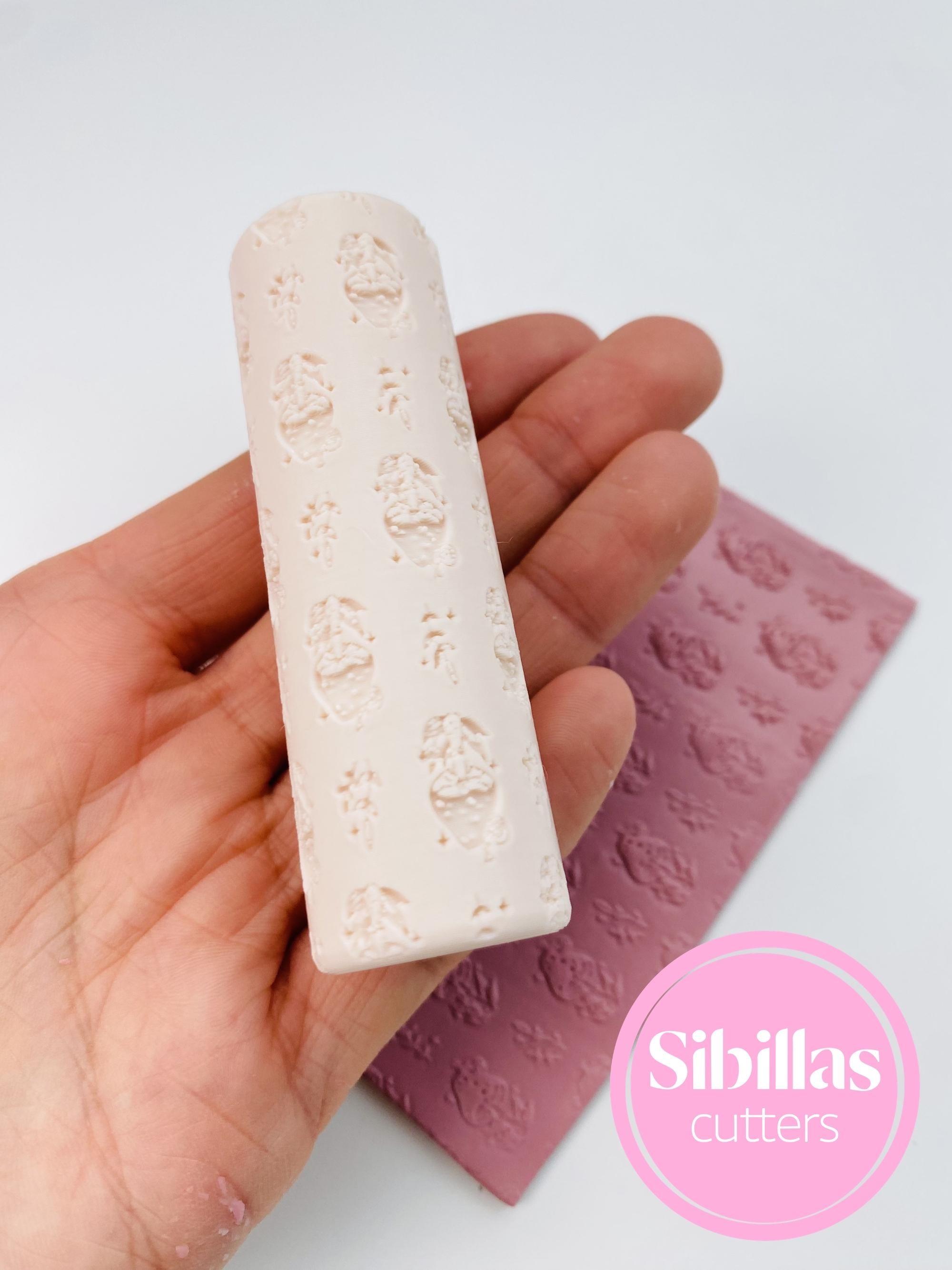Mushroom texture roller: Fall whimsical clay stamp (80mm x 25mm)
