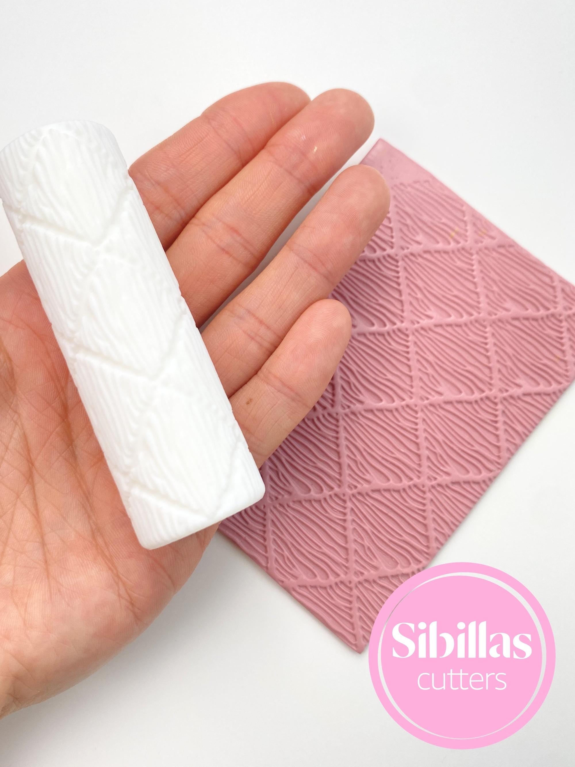 Grid texture roller: Boho clay stamp for polymer clay