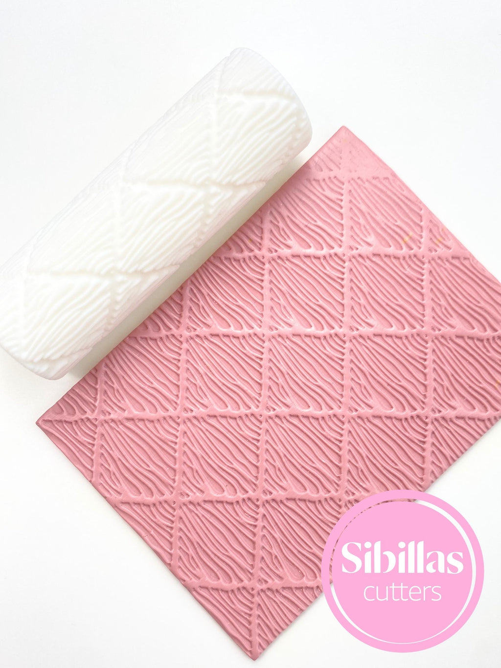 Grid texture roller: Boho clay stamp for polymer clay
