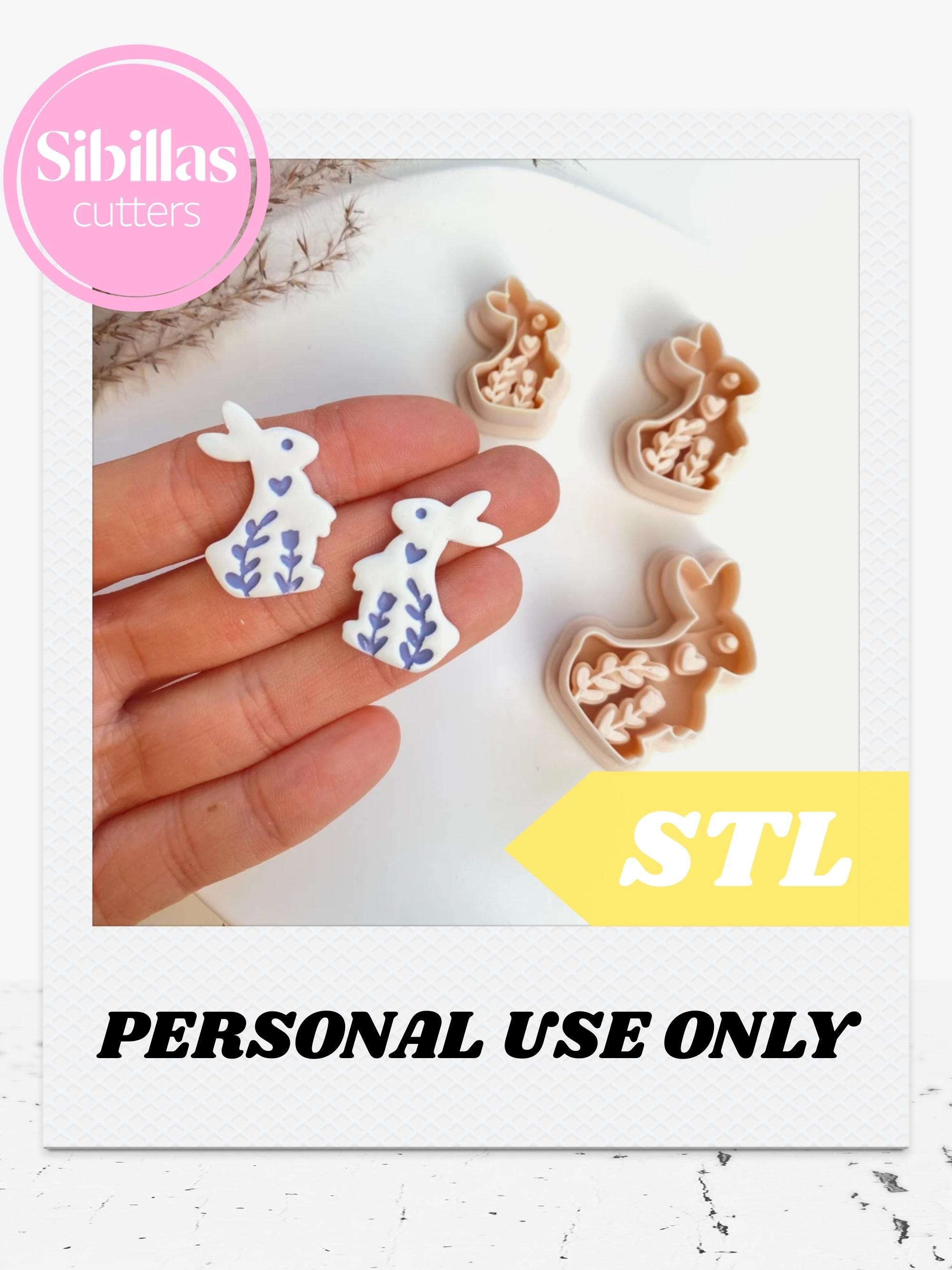 Floral bunny clay cutters STL: easter clay earring cutters (Digital Download)
