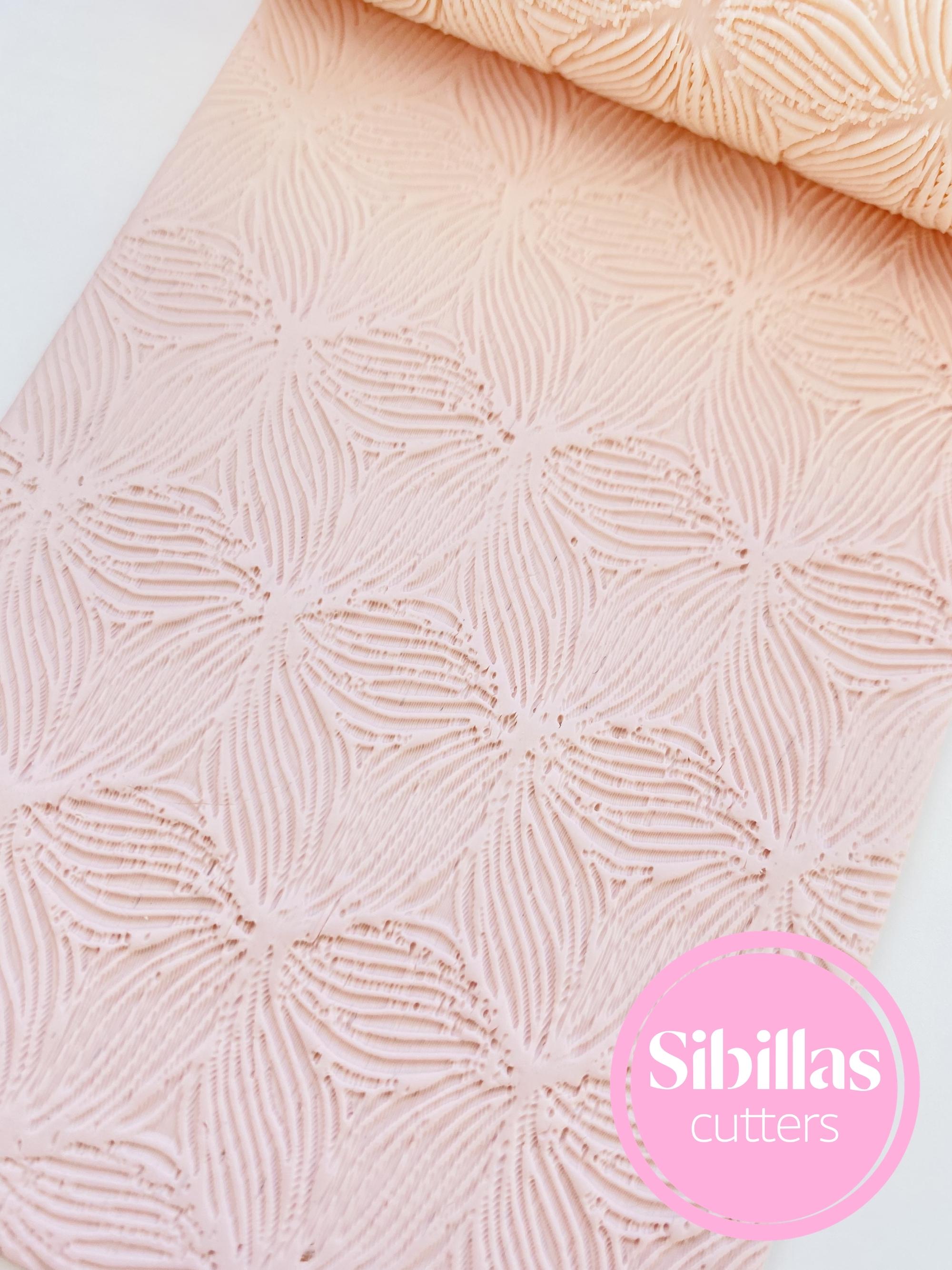 Floral clay texture roller: Flower embossing clay stamp