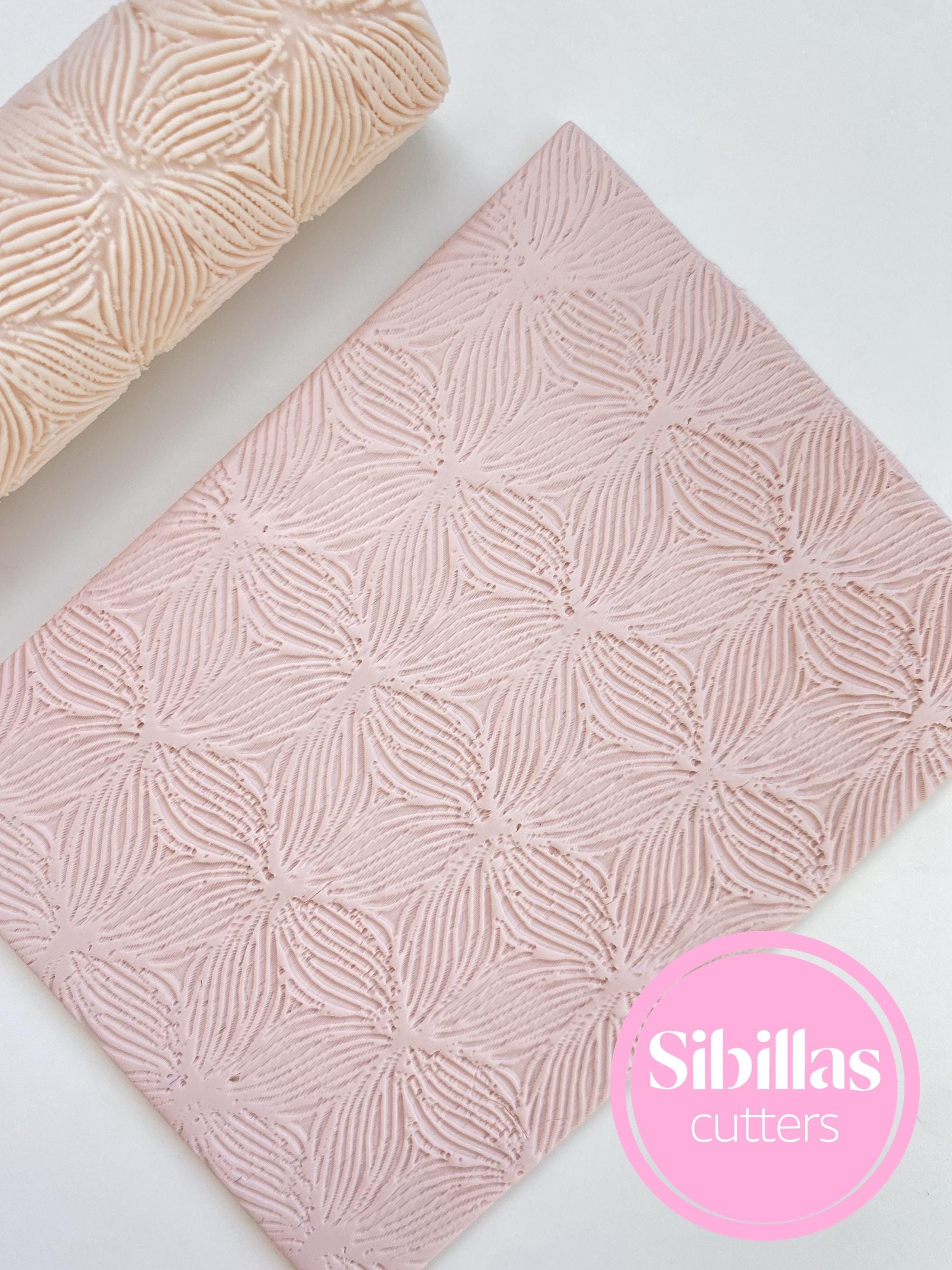 Floral clay texture roller: Flower embossing clay stamp