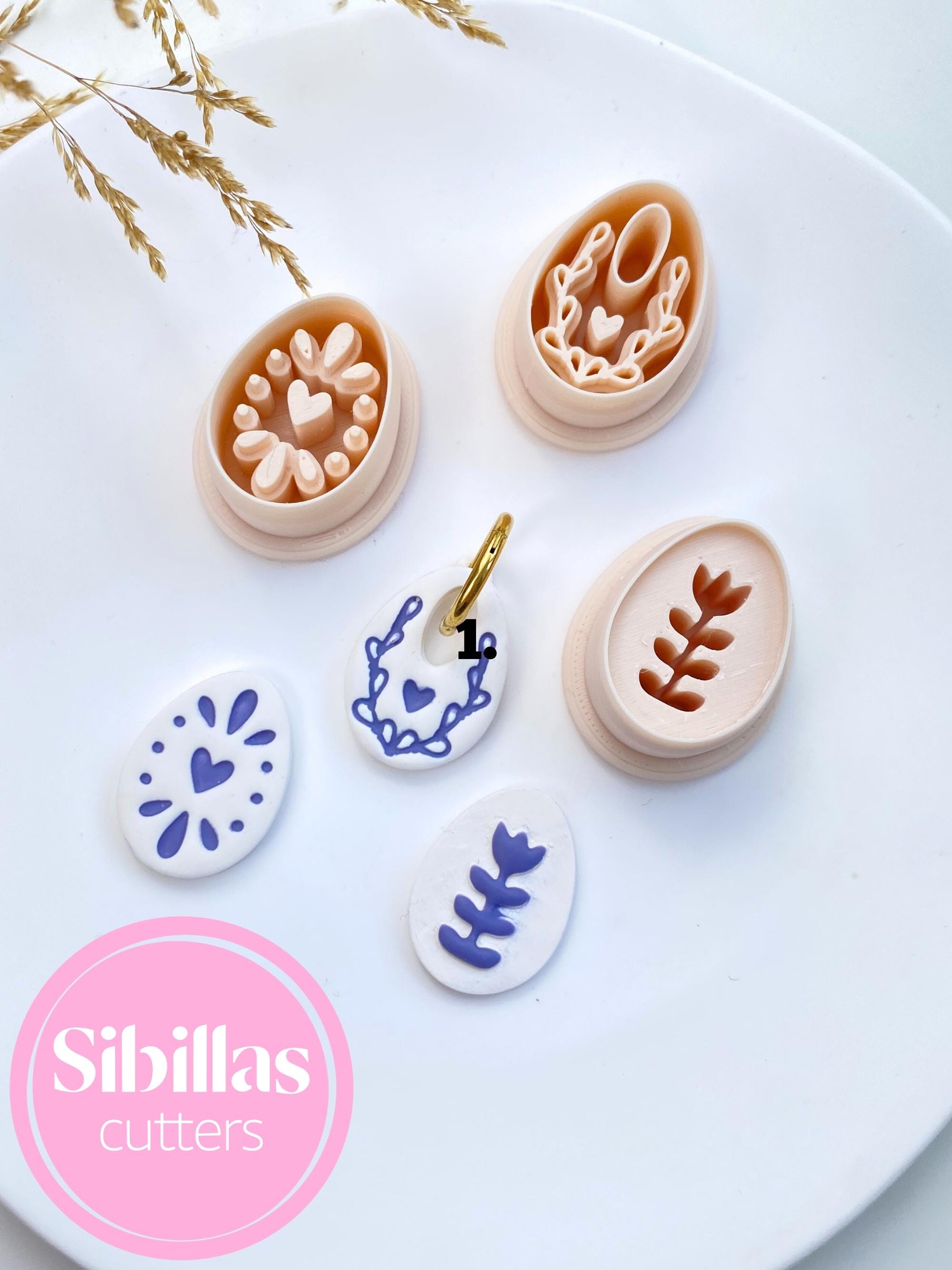 Folk Art Easter Clay Cutters: Easter egg polymer clay earring supply