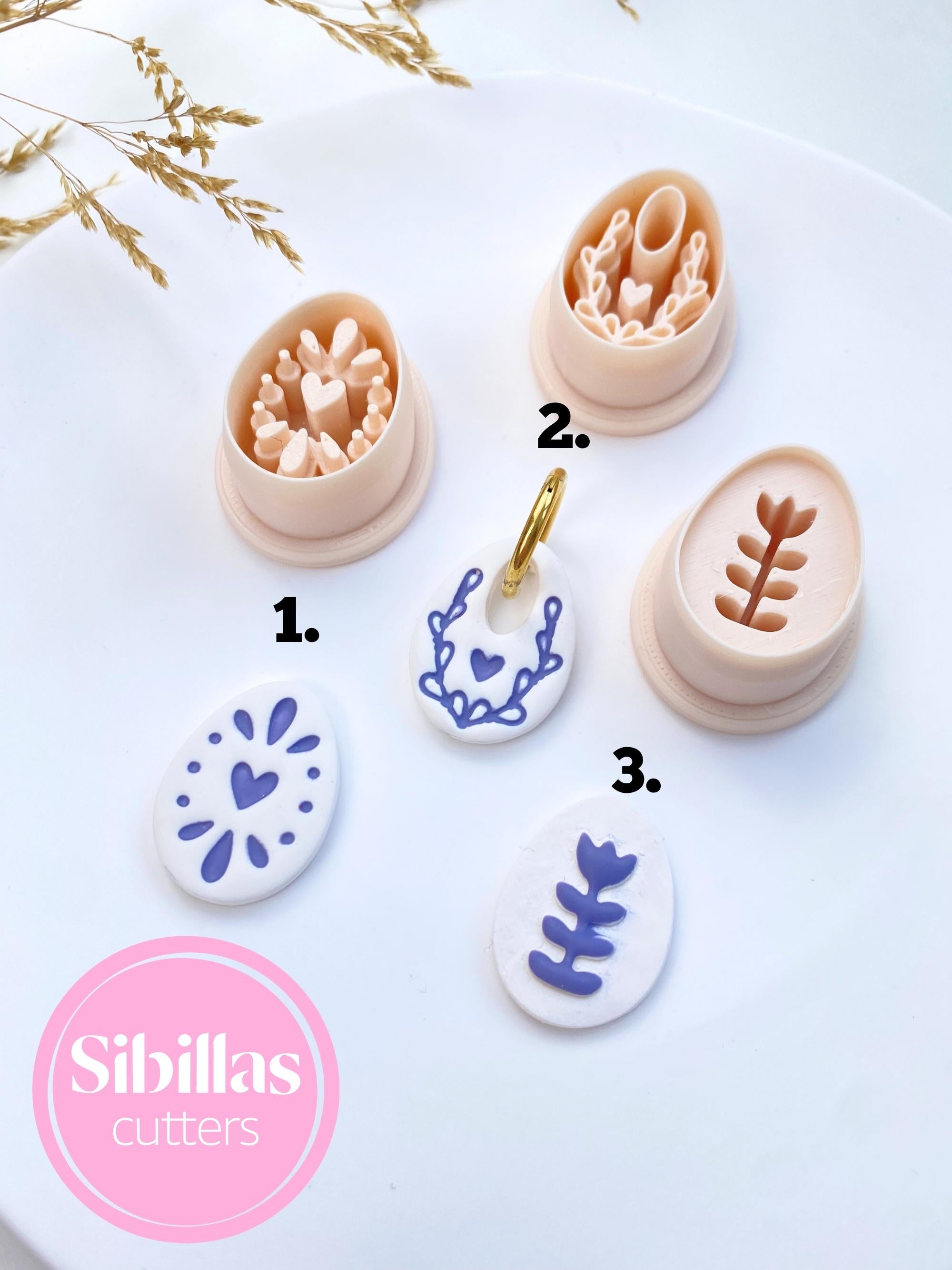 Folk Art Easter Clay Cutters: Easter egg polymer clay earring supply