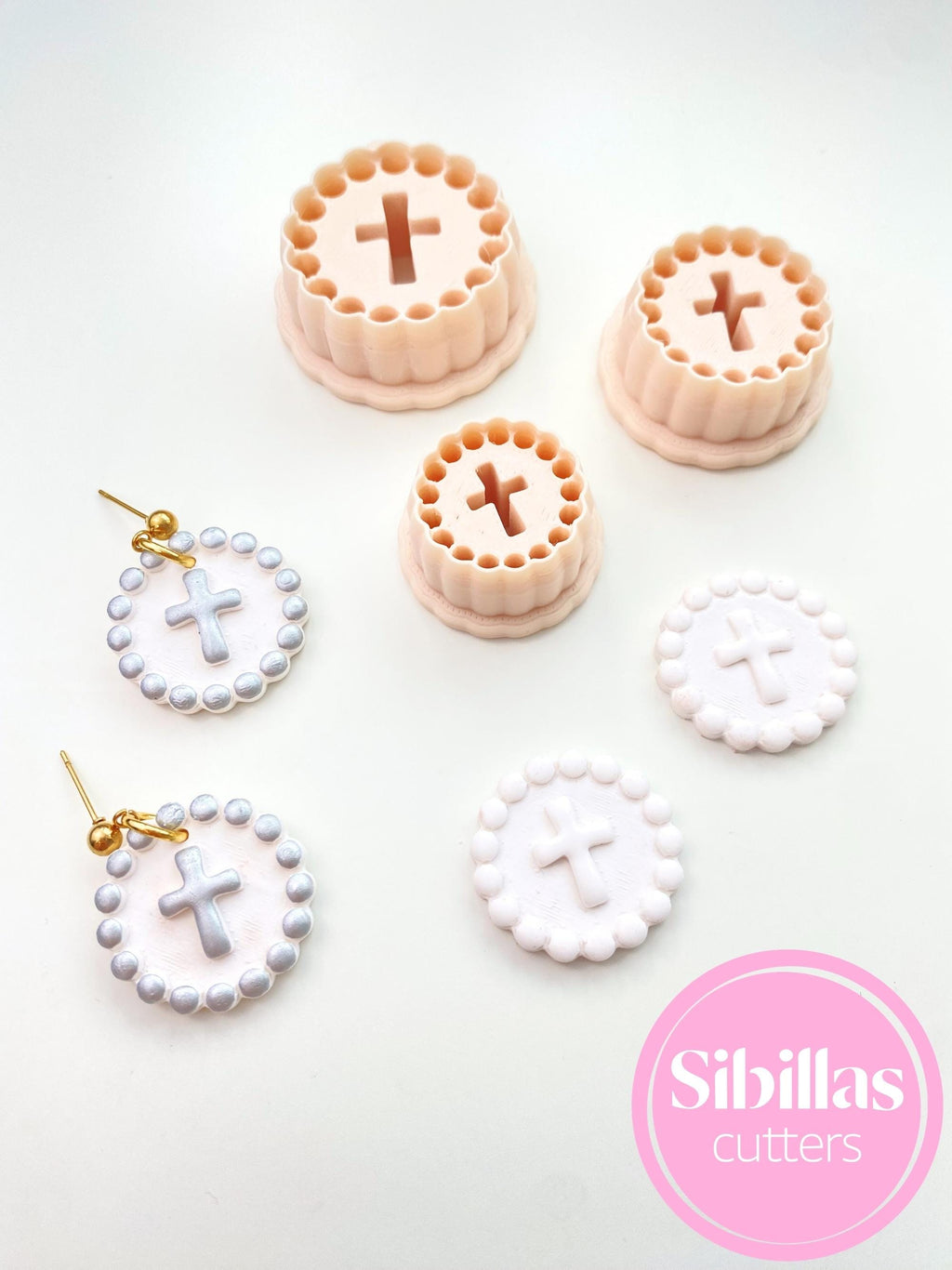 Cross clay cutter: christian ornament stamps for clay