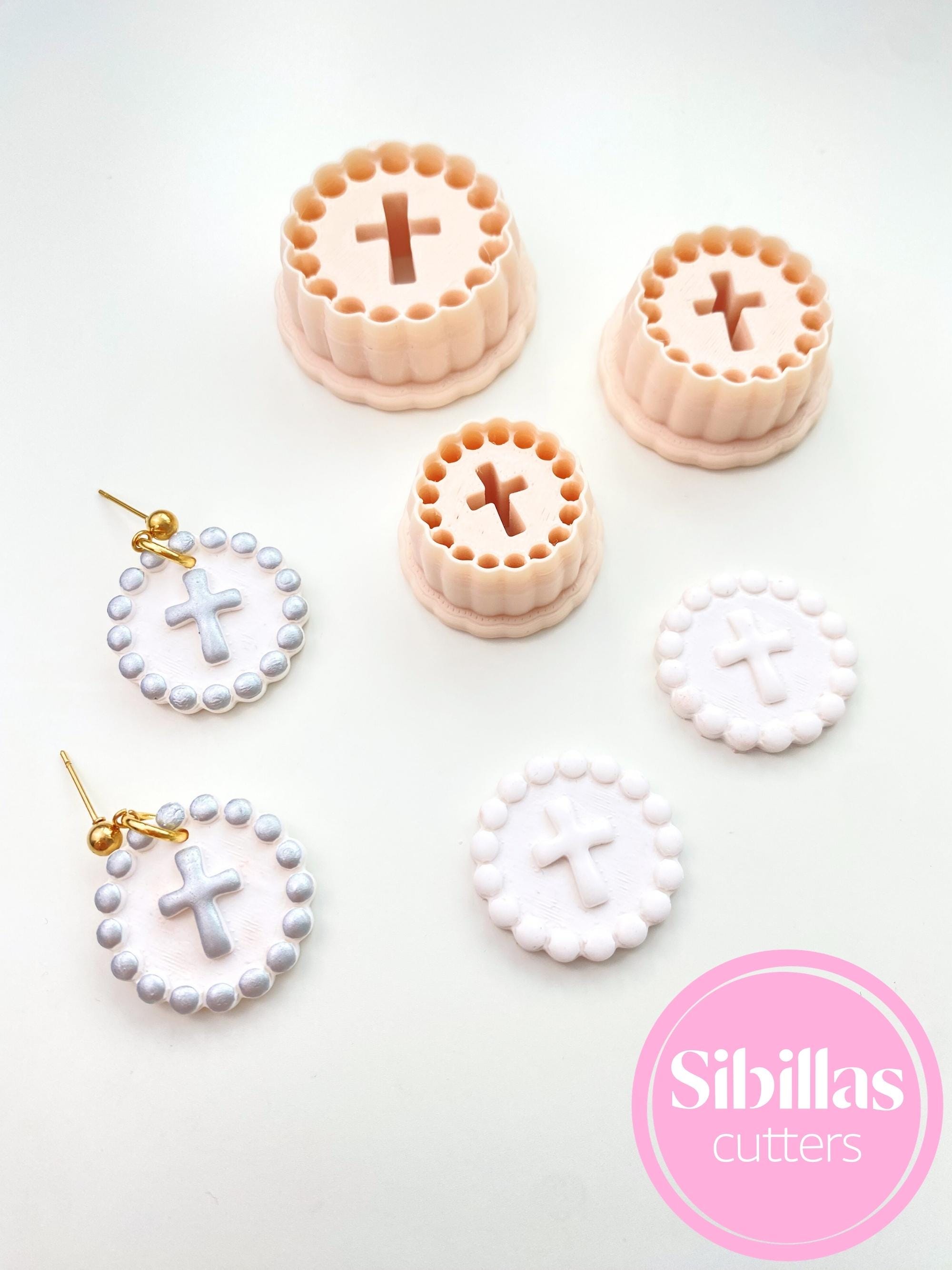 Cross clay cutter: christian ornament stamps for clay