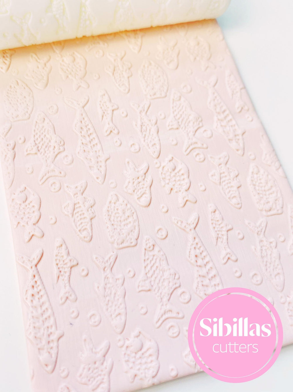 Under the sea texture rollers: Fish polymer clay stamps