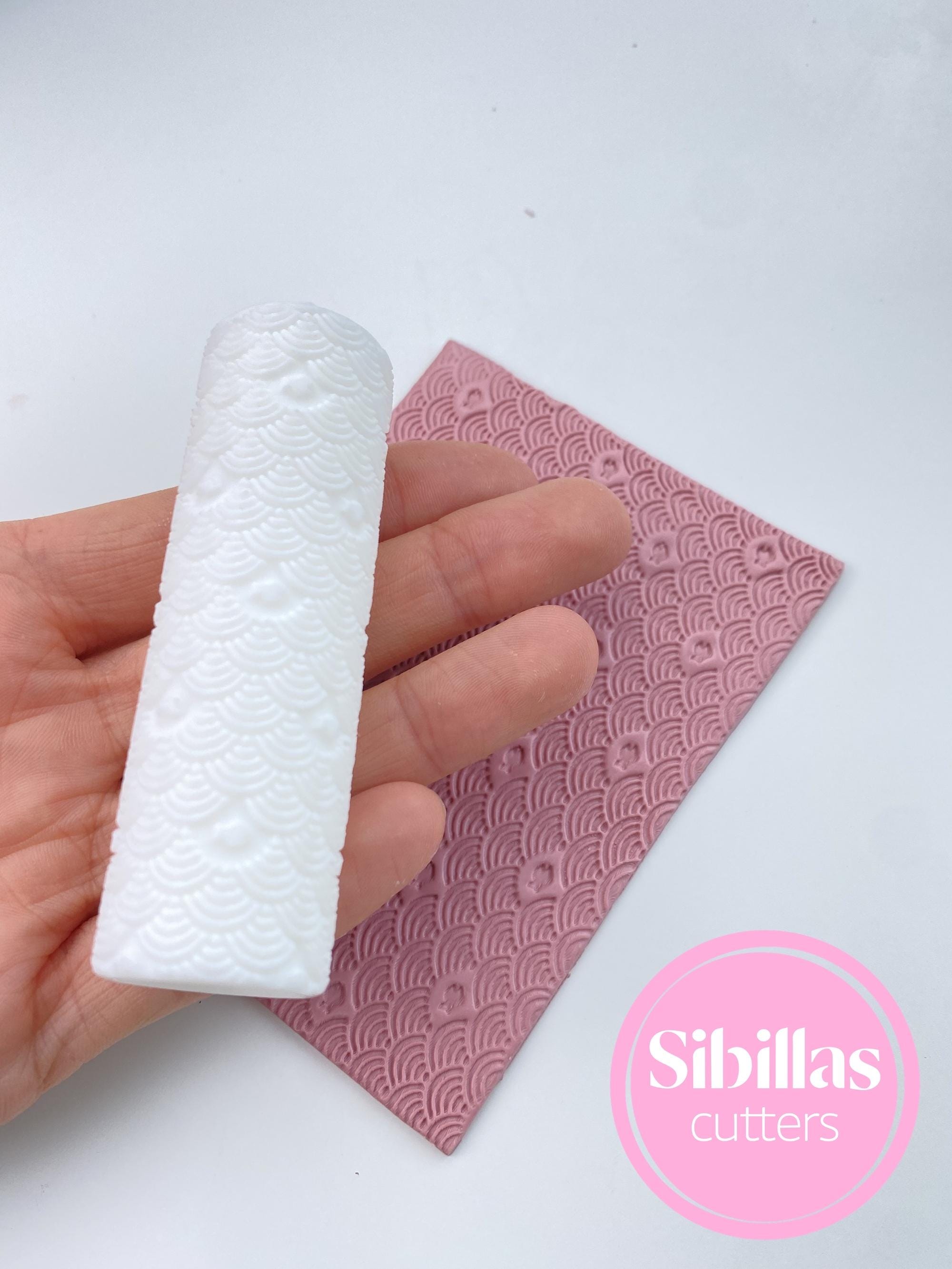 Boho fish texture roller: texture roll polymer clay (80mm x 25mm)
