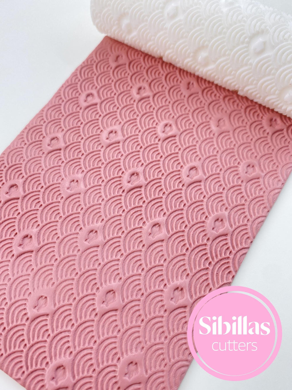 Boho fish texture roller: texture roll polymer clay (80mm x 25mm)