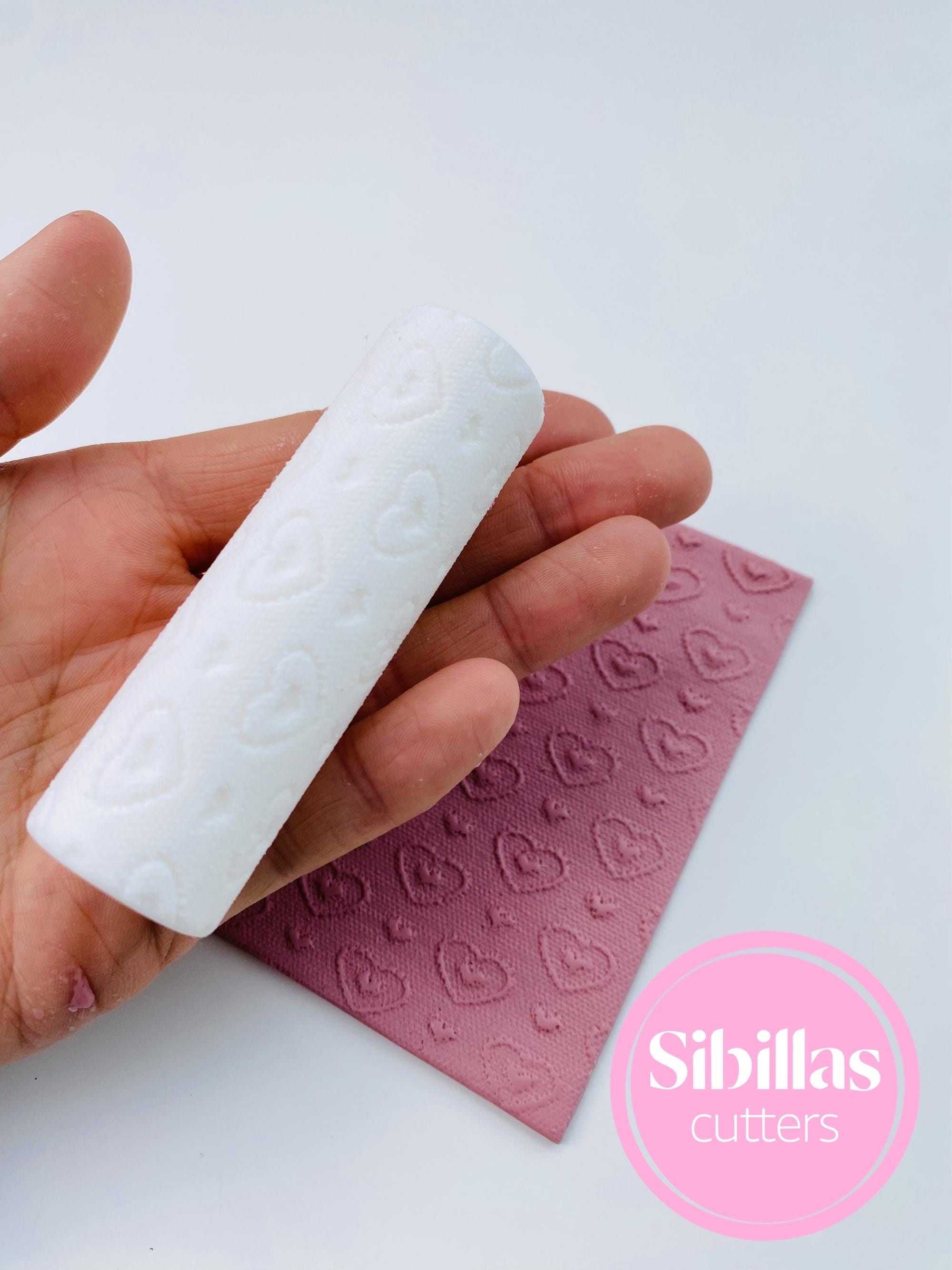 Heart lace texture roller: texture roll polymer clay (80mm x 25mm)
