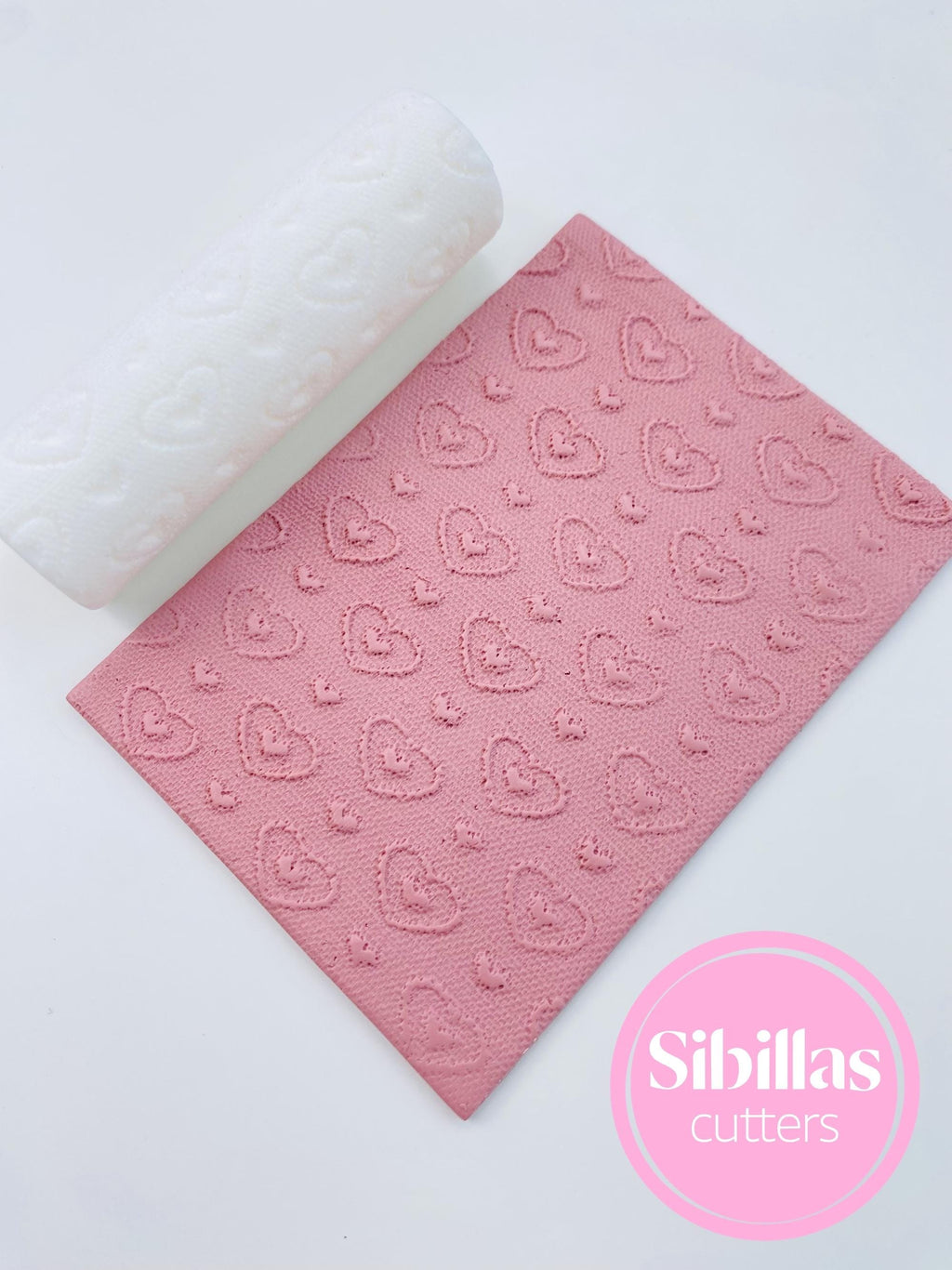 Heart lace texture roller: texture roll polymer clay (80mm x 25mm)