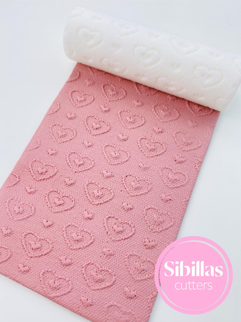 Heart lace texture roller: texture roll polymer clay (80mm x 25mm)