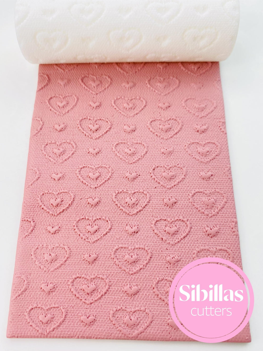 Heart lace texture roller: texture roll polymer clay (80mm x 25mm)