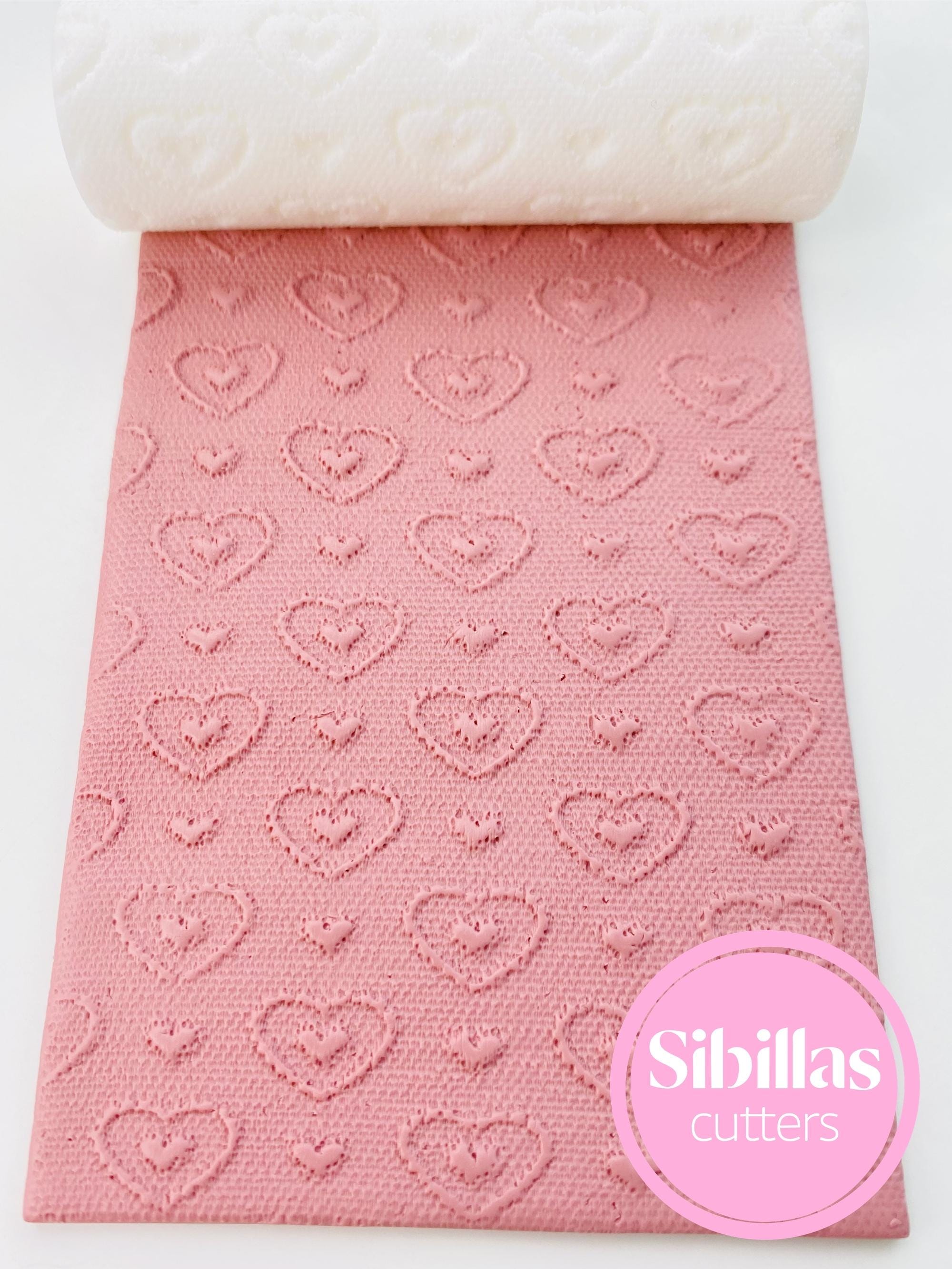 Heart lace texture roller: texture roll polymer clay (80mm x 25mm)