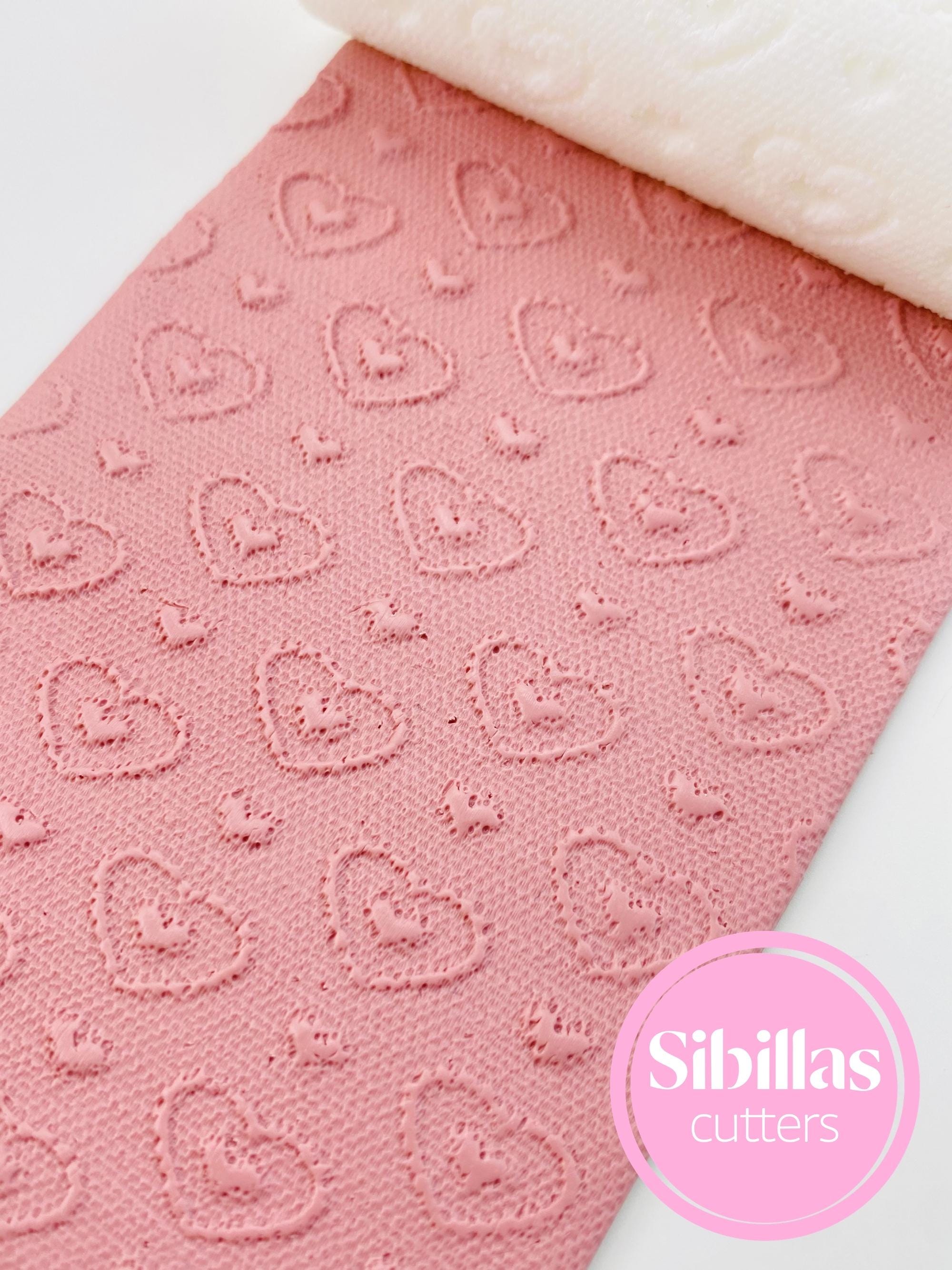 Heart lace texture roller: texture roll polymer clay (80mm x 25mm)
