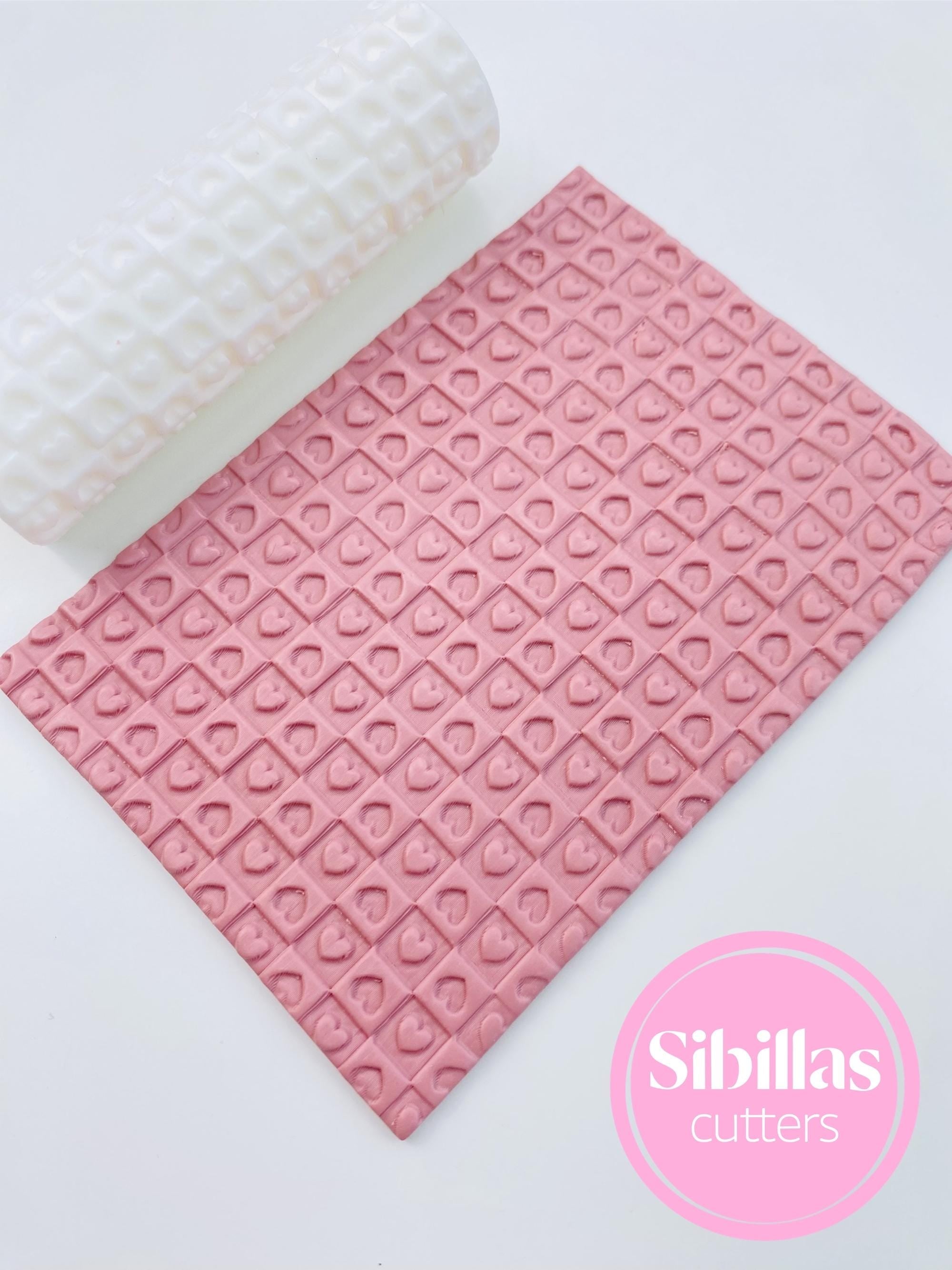 Heart texture roller: Checkered texture roll polymer clay