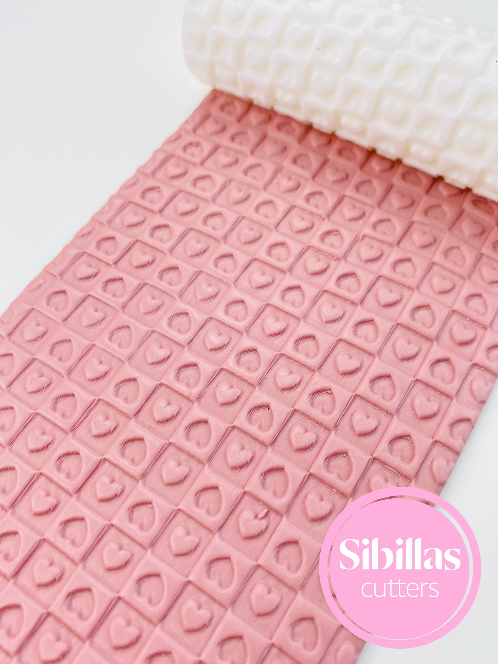 Heart texture roller: Checkered texture roll polymer clay