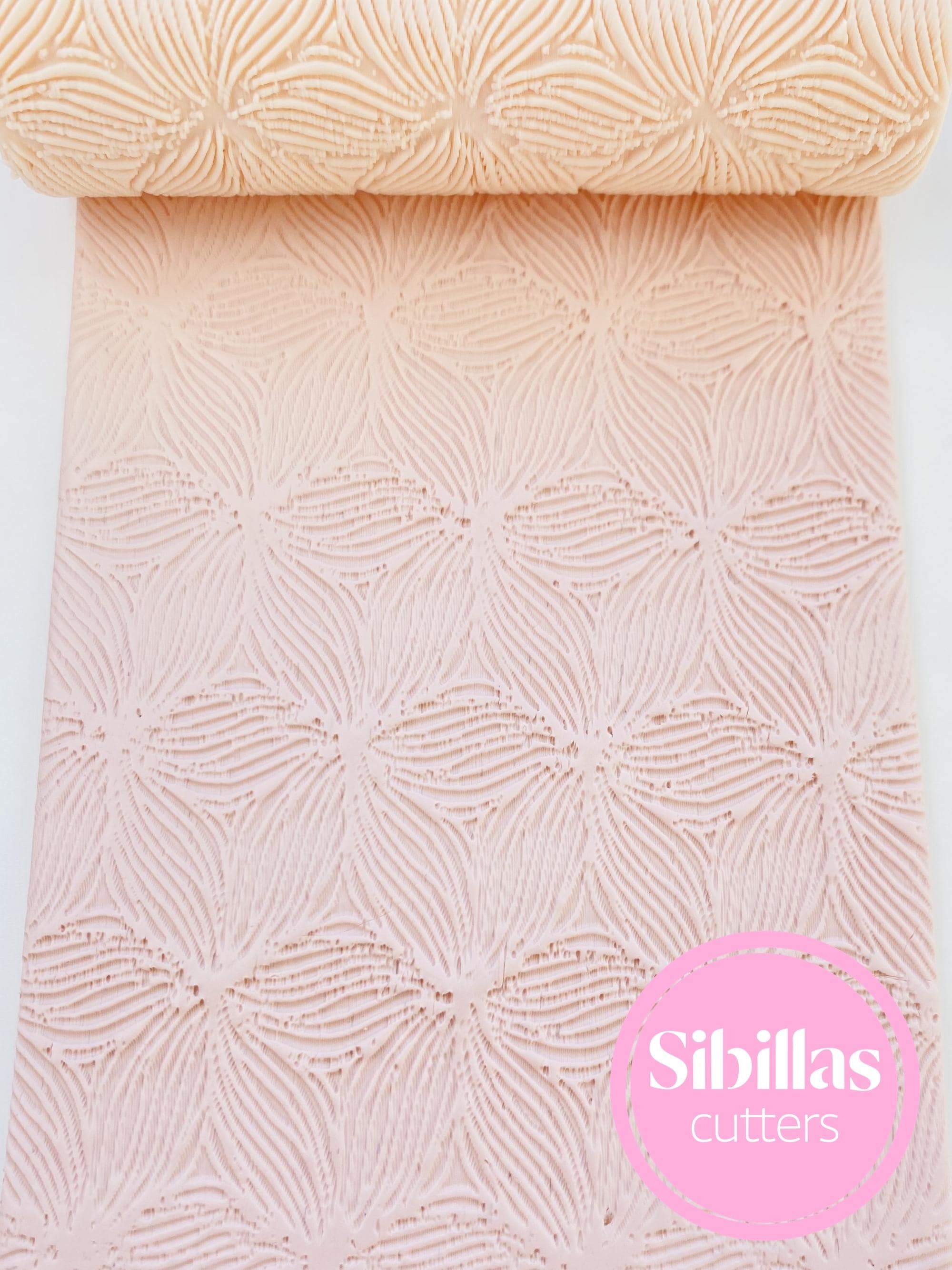 Floral clay texture roller: Flower embossing clay stamp