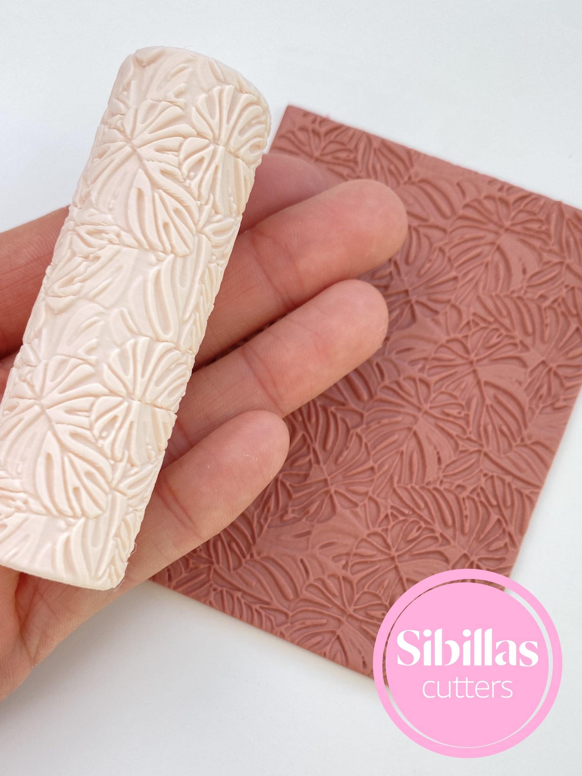 Leaf texture roller: Monstera leaves clay stamp for polymer clay