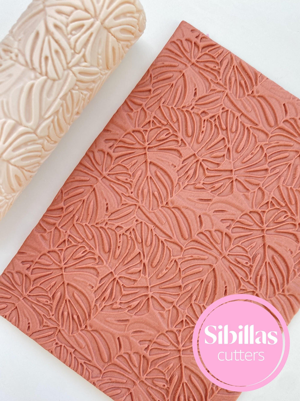 Leaf texture roller: Monstera leaves clay stamp for polymer clay