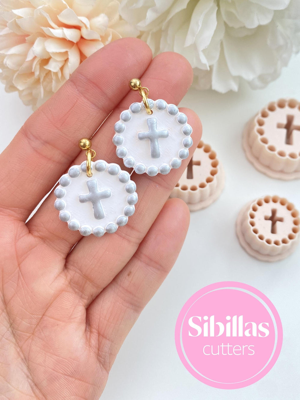Cross clay cutter: christian ornament stamps for clay