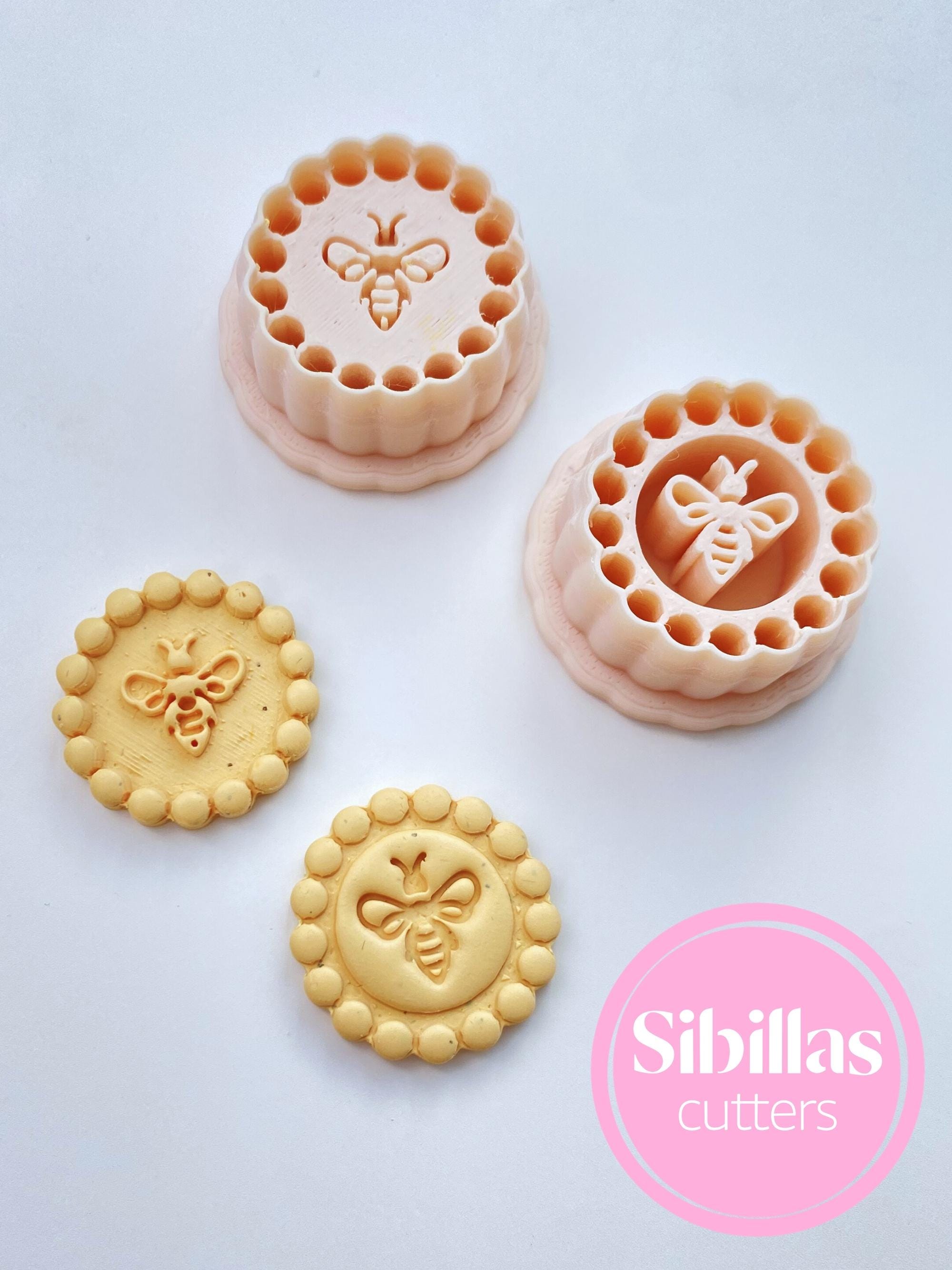 Bee clay cutters: Spring polymer clay earring supply