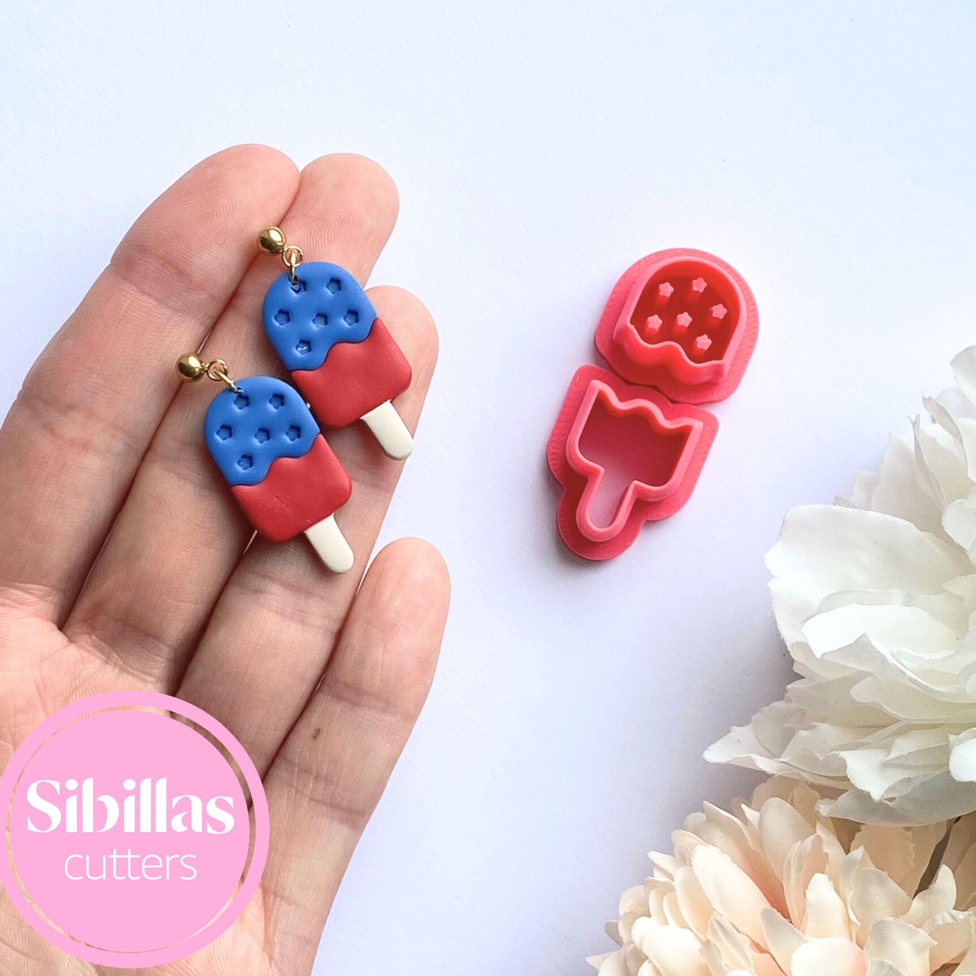 Patriotic popsicle-shaped cutter for polymer clay, fondant, and holiday crafts