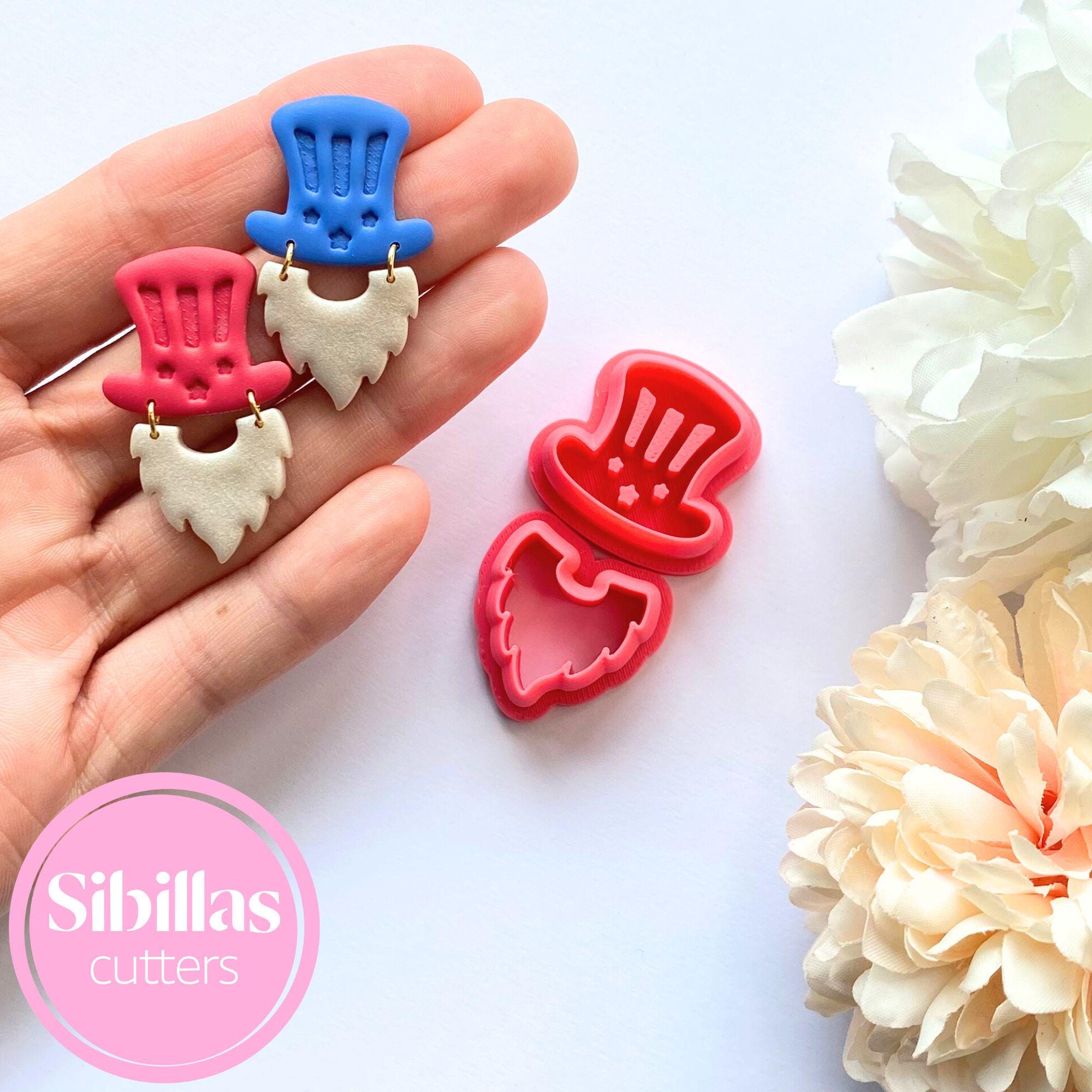 Patriotic gnome-shaped polymer clay cutters for 4th of July and USA designs
