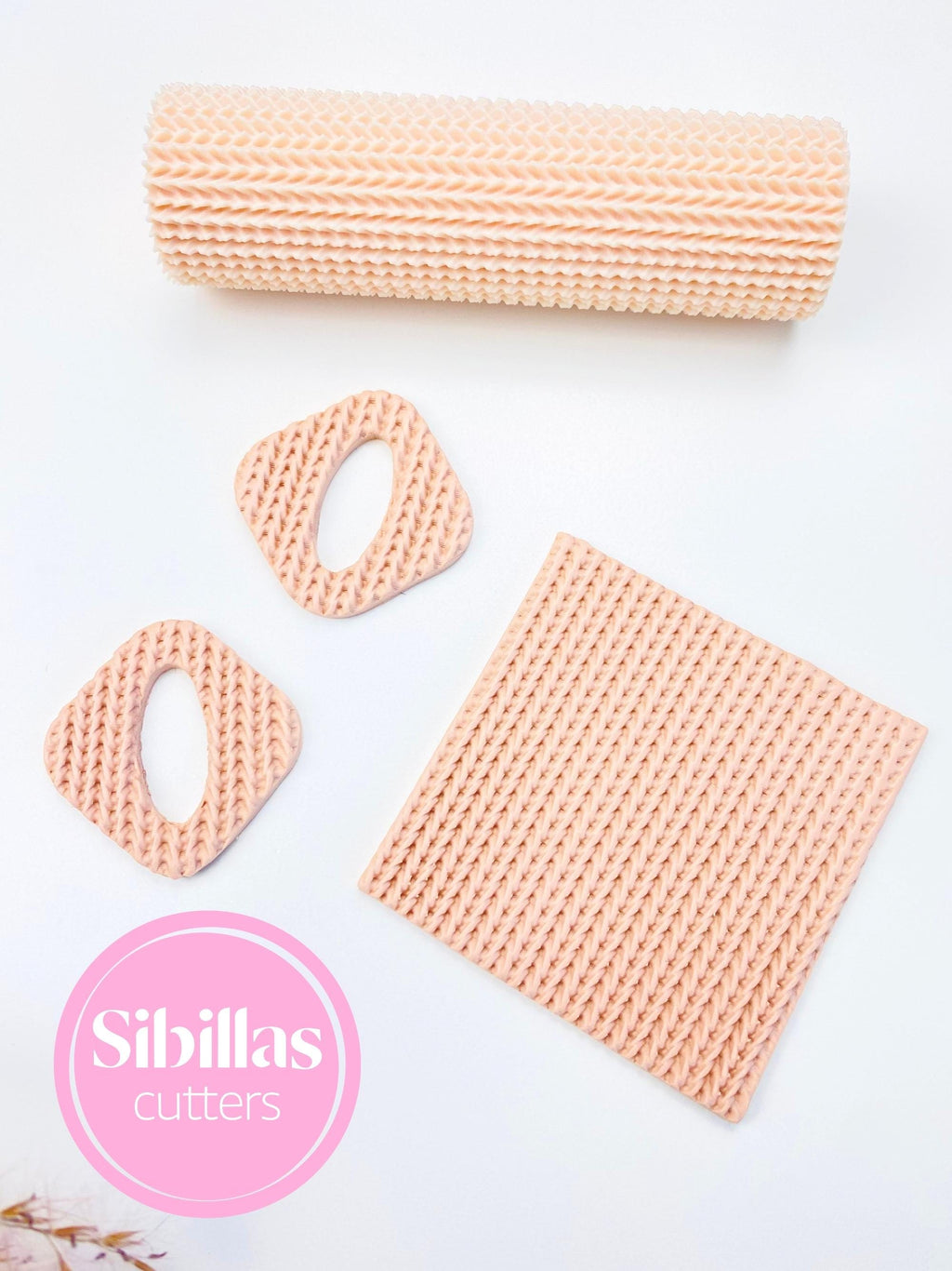 Knit fabric texture roller for polymer clay, ceramics, and DIY craft projects