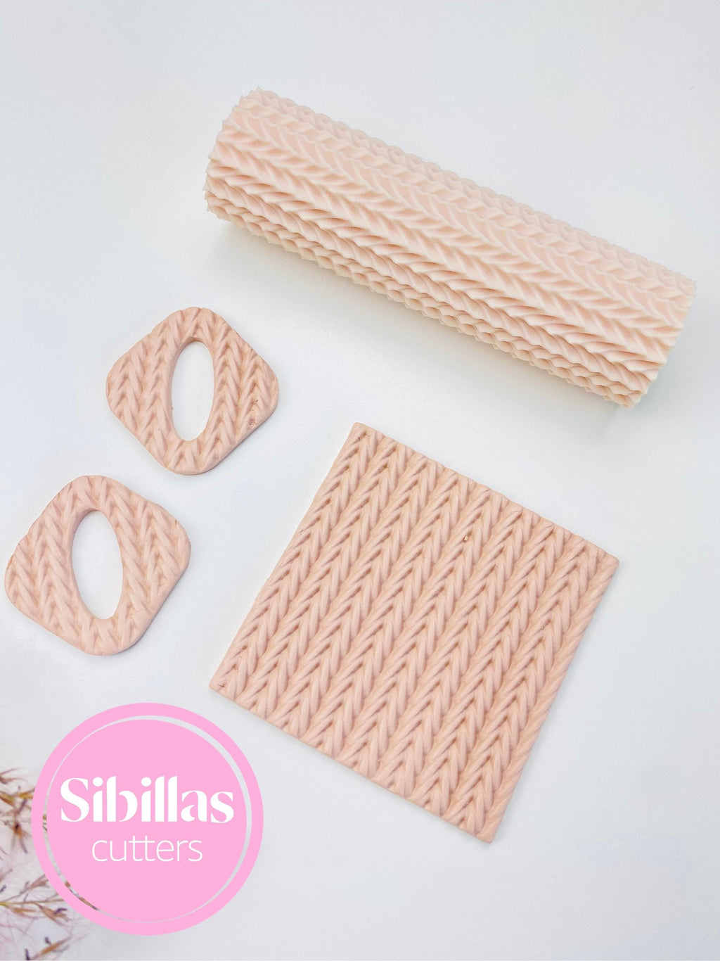 Knit fabric texture roller for polymer clay, pottery, ceramics, and DIY crafts