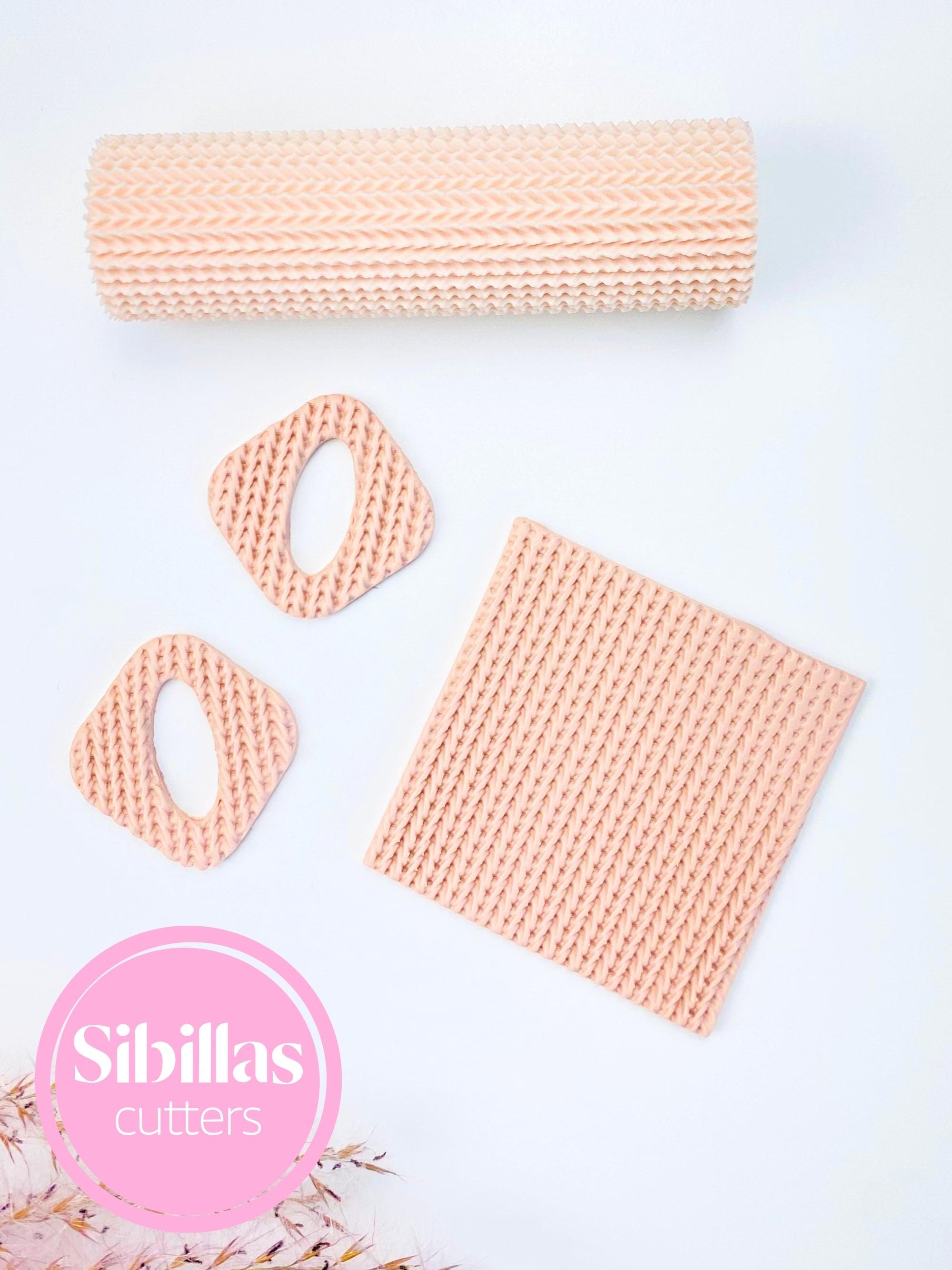 Knitted pattern clay embossing roller for earrings, charms, and handmade jewelry