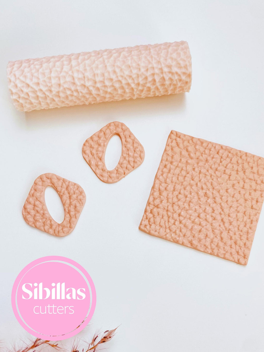 Leather texture clay roller for embossing polymer clay, natural designs for crafts