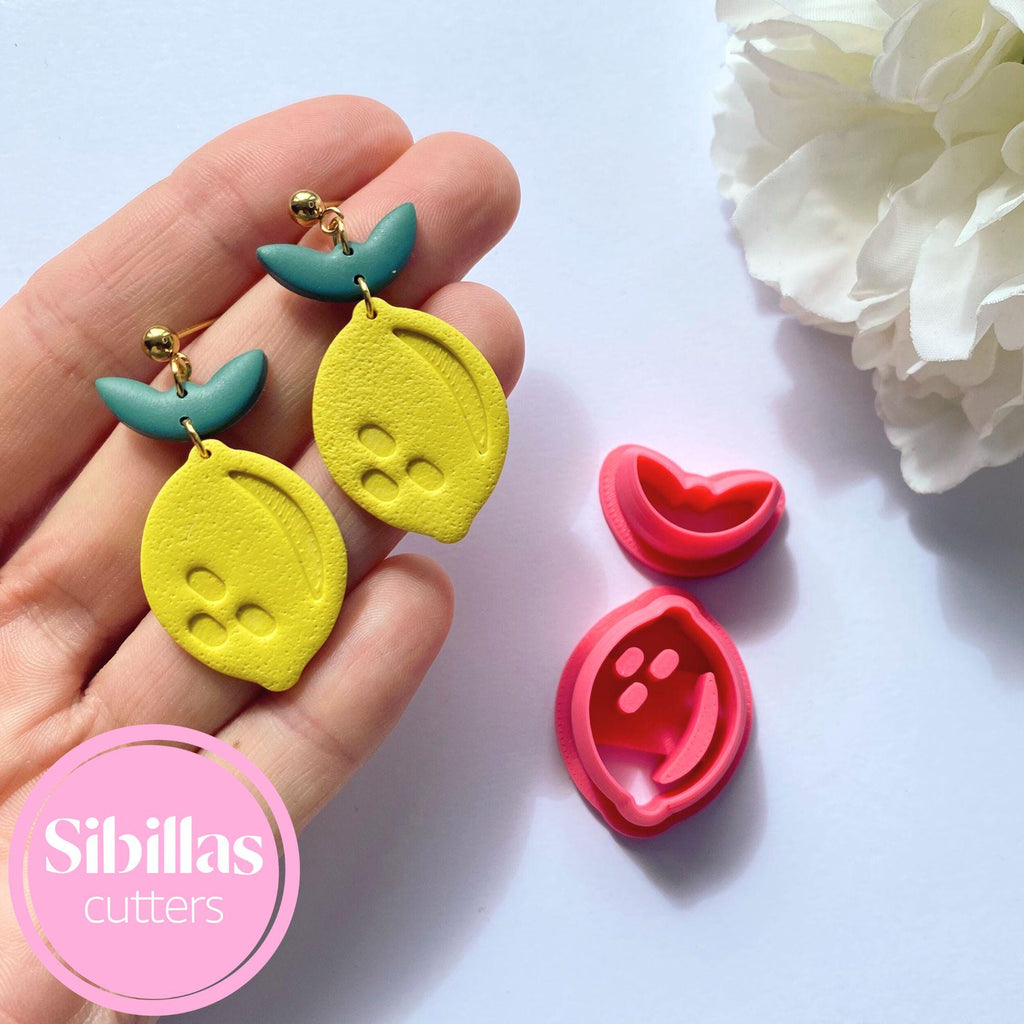 Lemon-shaped dangle cutter set for polymer clay jewelry and handmade designs