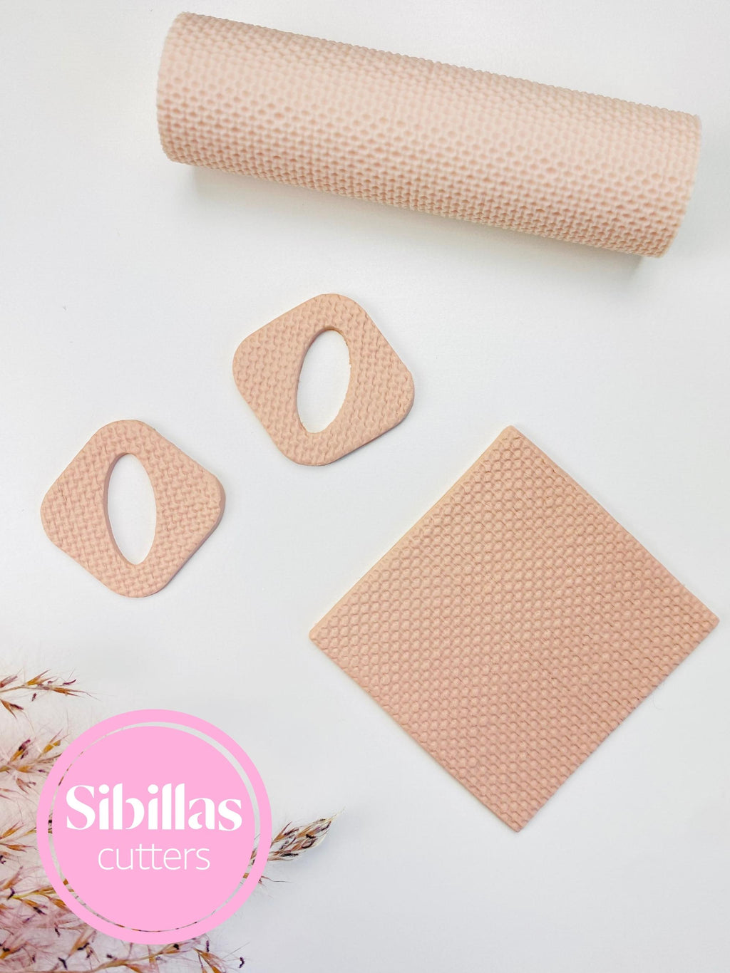 Polymer clay roller with linen fabric texture for handmade earrings, charms, and crafts