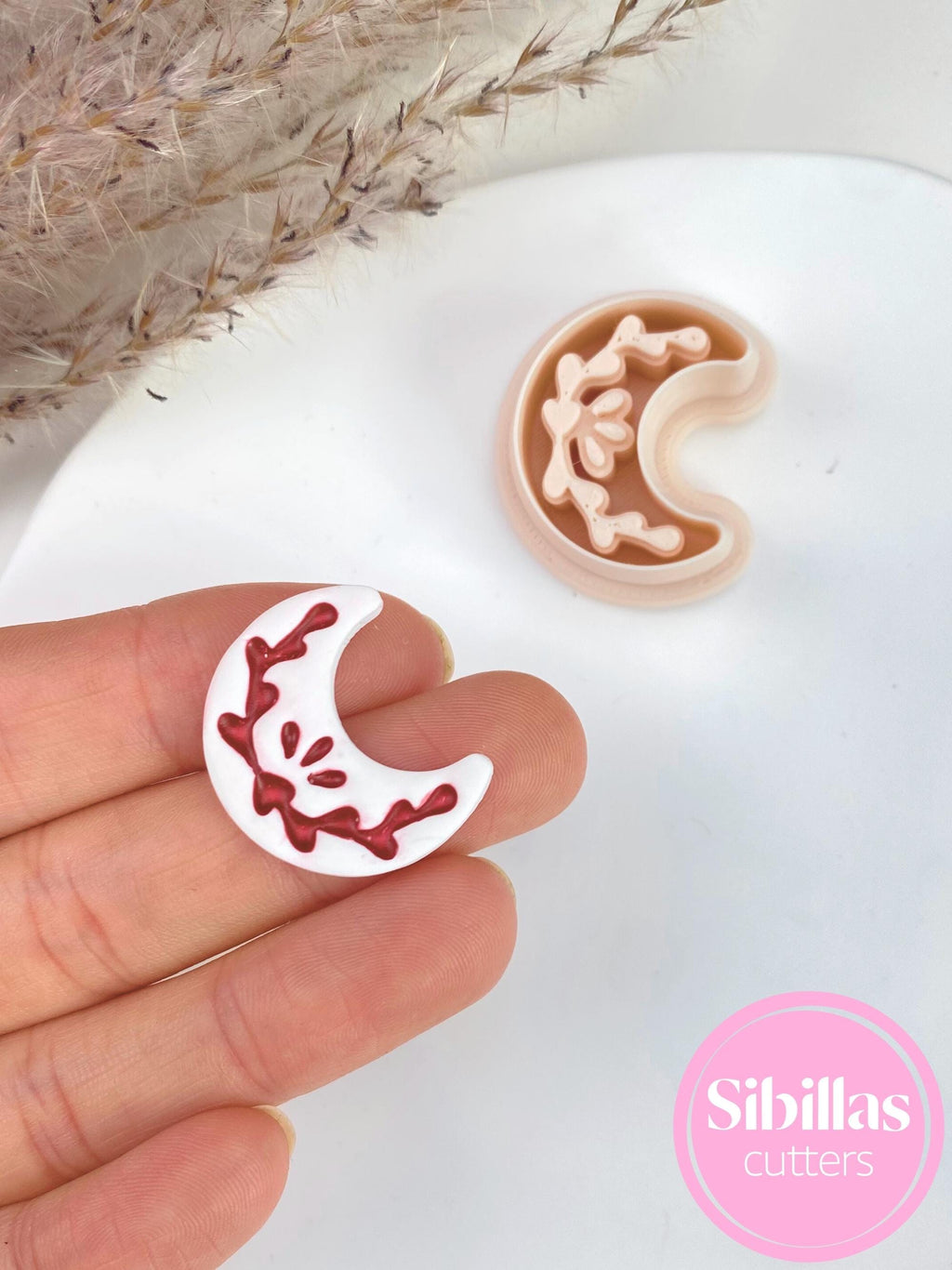 Nordic moon polymer clay cutters for mirrored Scandinavian folk art earrings