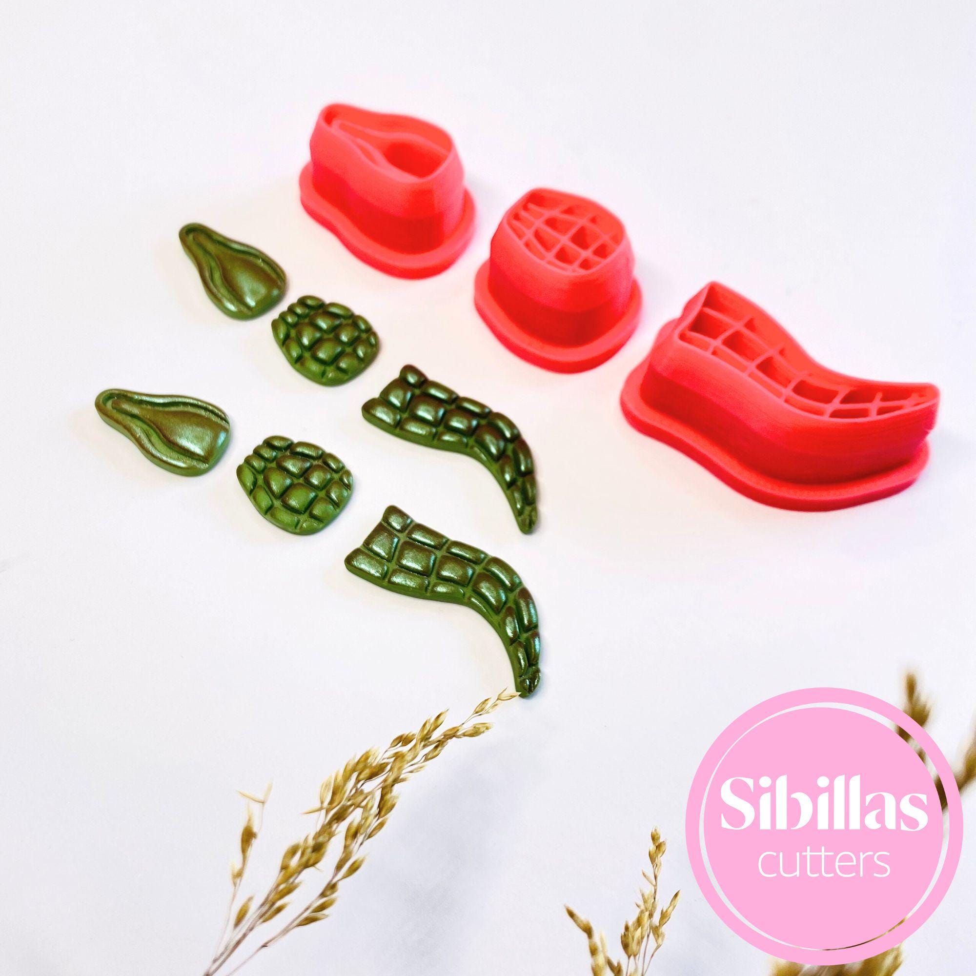 DIY crafting tool: alligator clay cutter with crocodile emboss for polymer clay projects