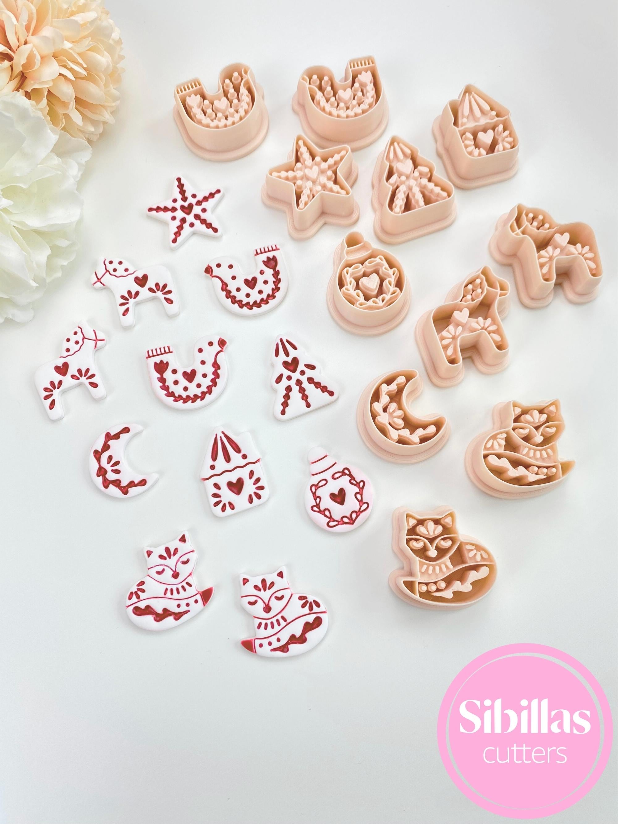 DIY jewelry tool: mirrored Nordic fox polymer clay cutter set for earrings