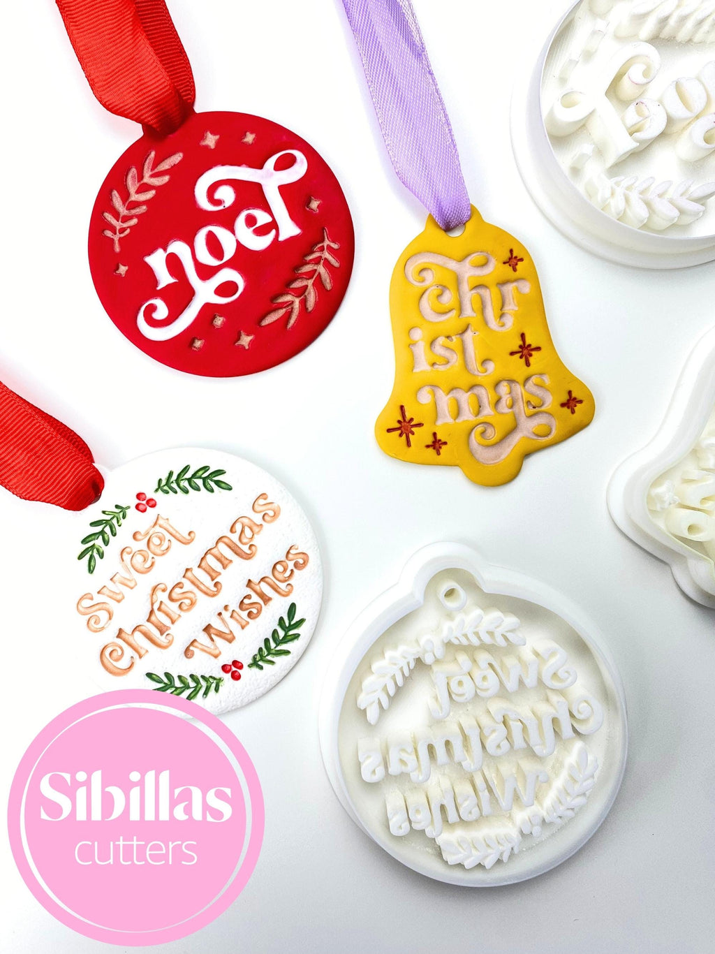 Christmas ornament clay cutters and bell polymer clay tools for holiday crafts